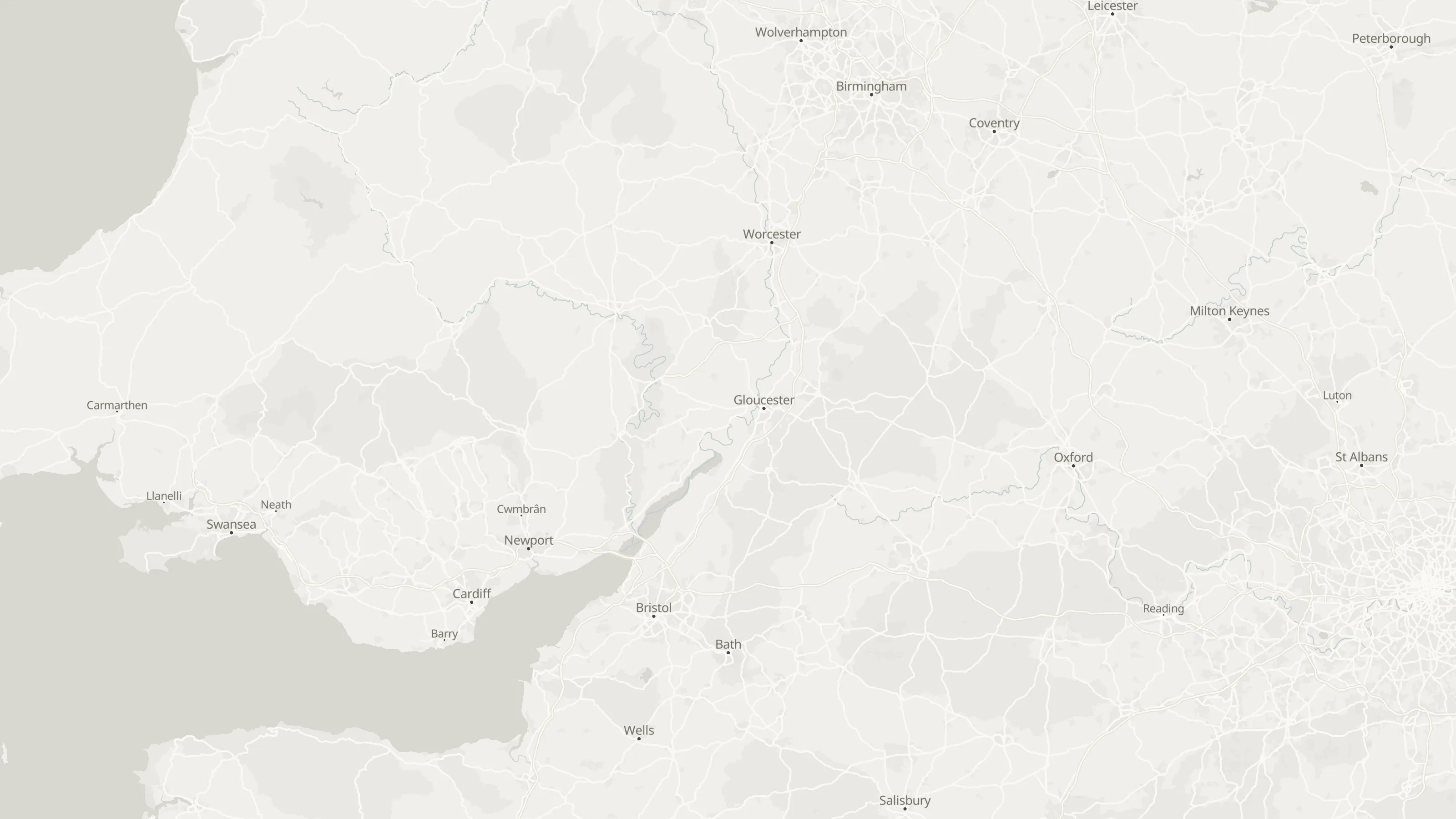 Route map from Reading to Birmingham along the planned road route