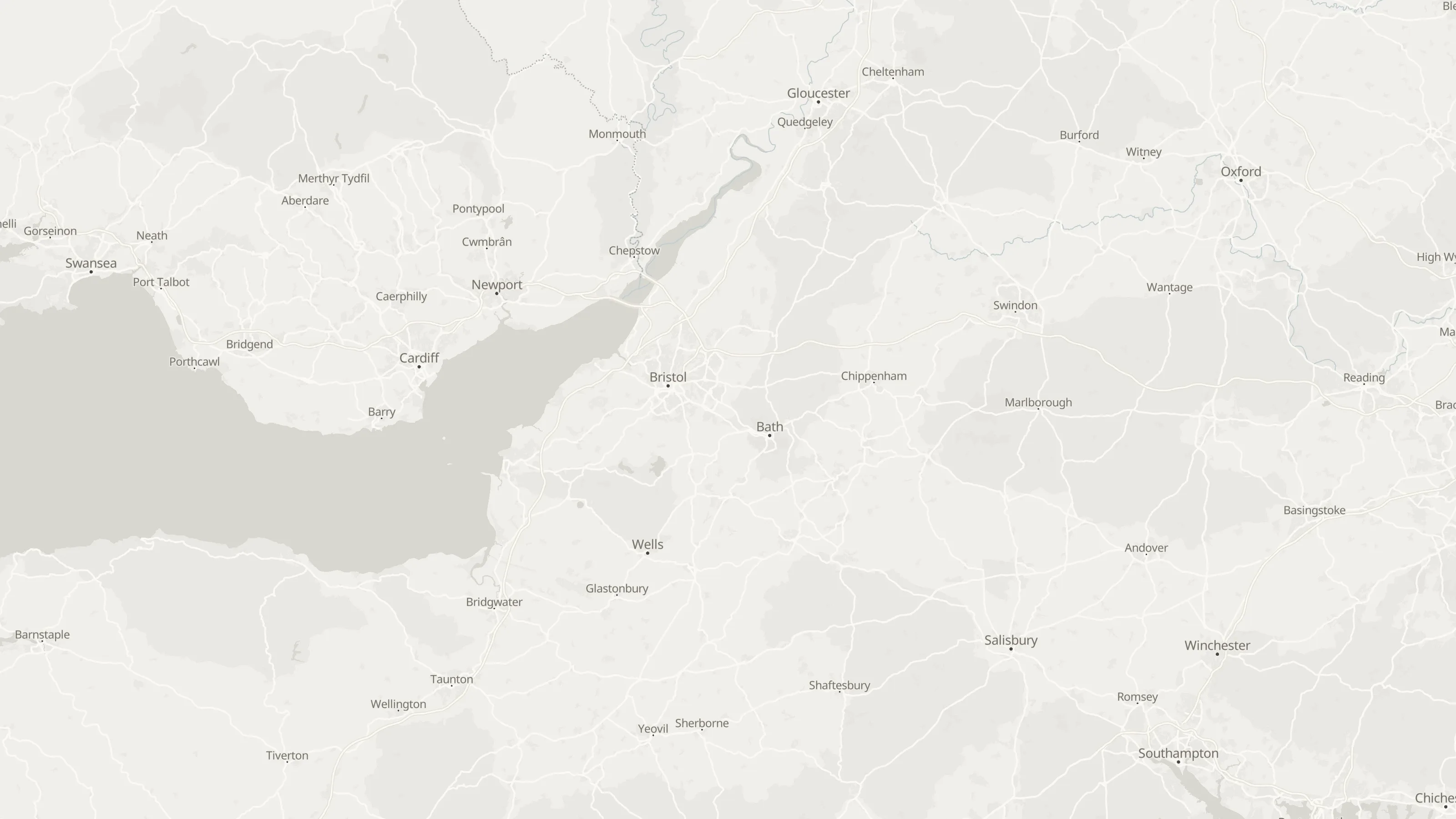 Route map from Reading to Bristol along the planned road route