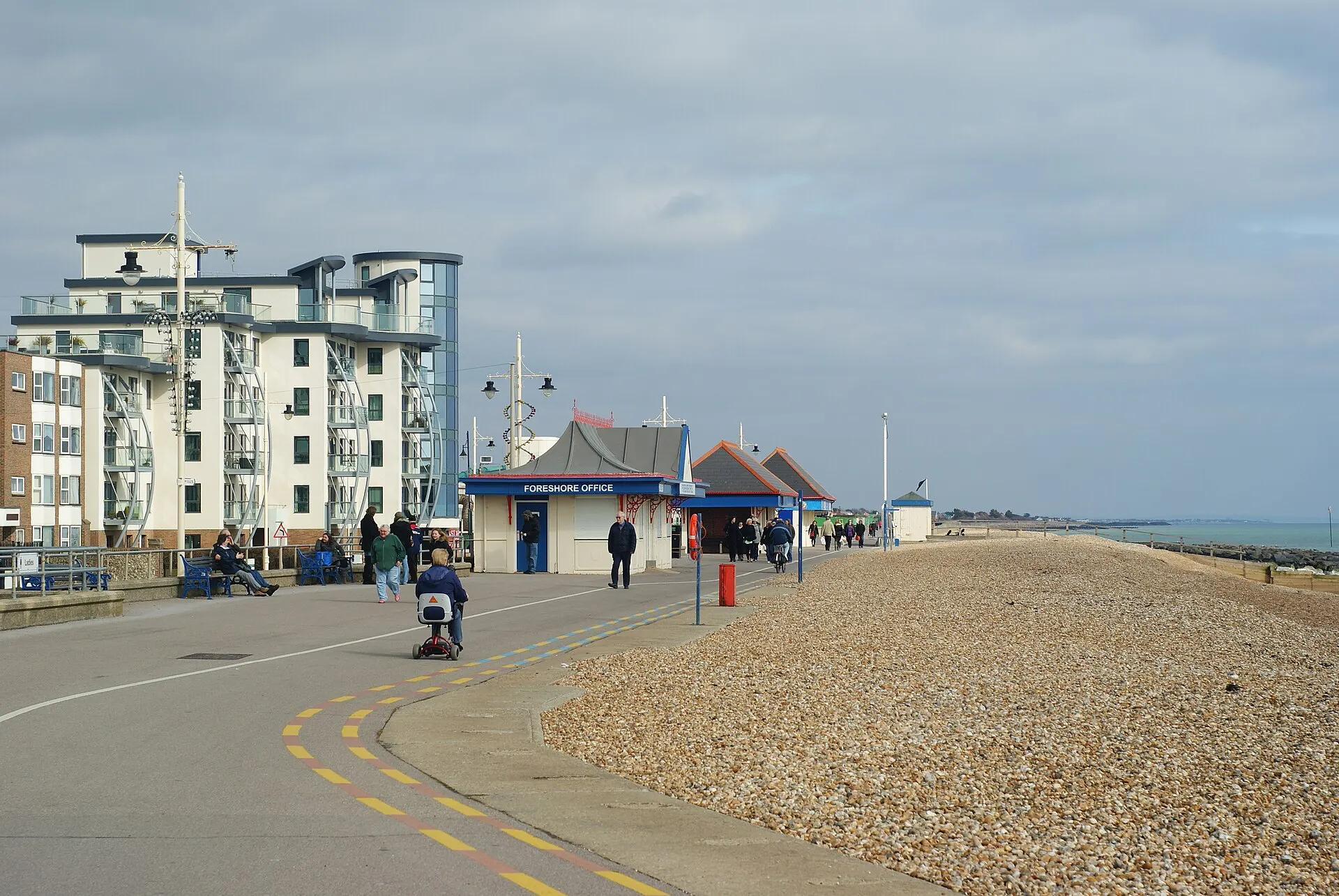Bognor Regis seafront esplanade and beach in March 2010