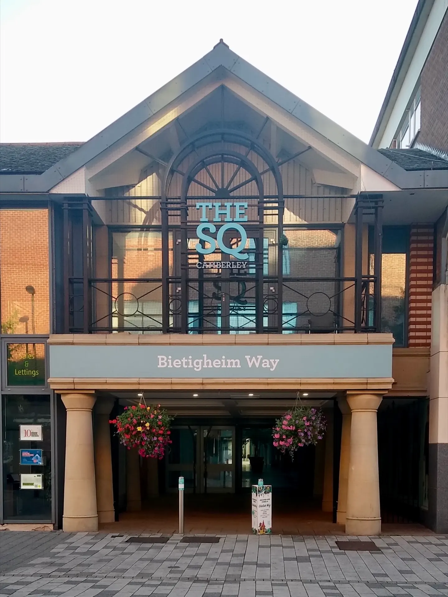Entrance to The Square shopping centre in Camberley in September 2023