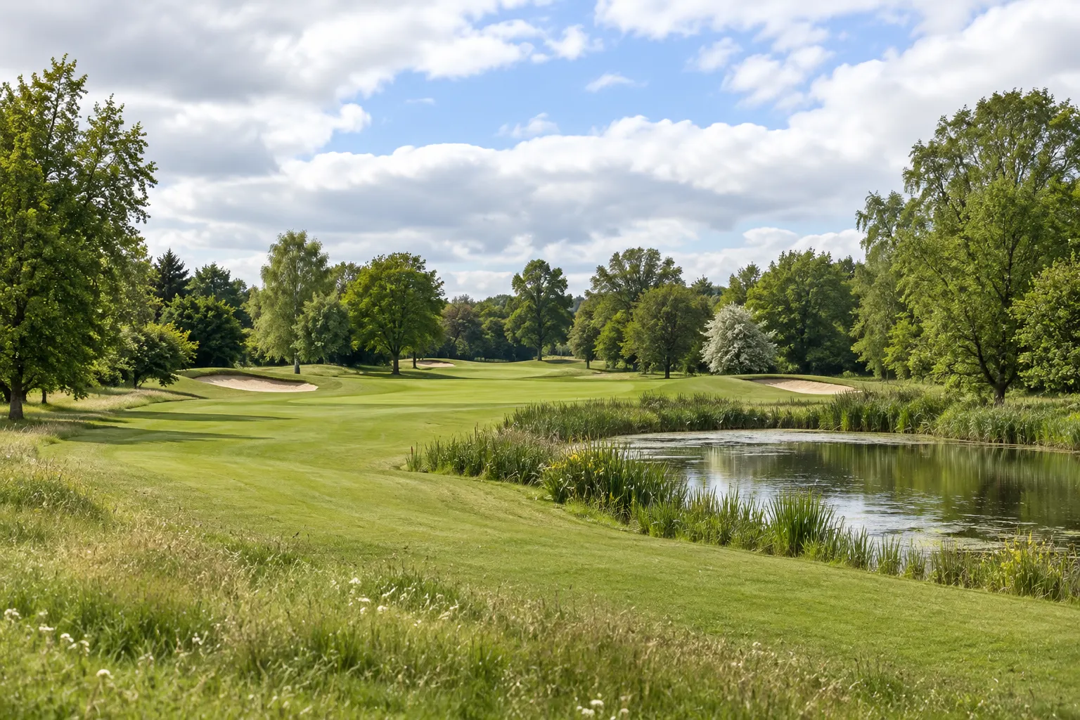Illustrative Castle Royle fairway and pond, grounded in club photographs