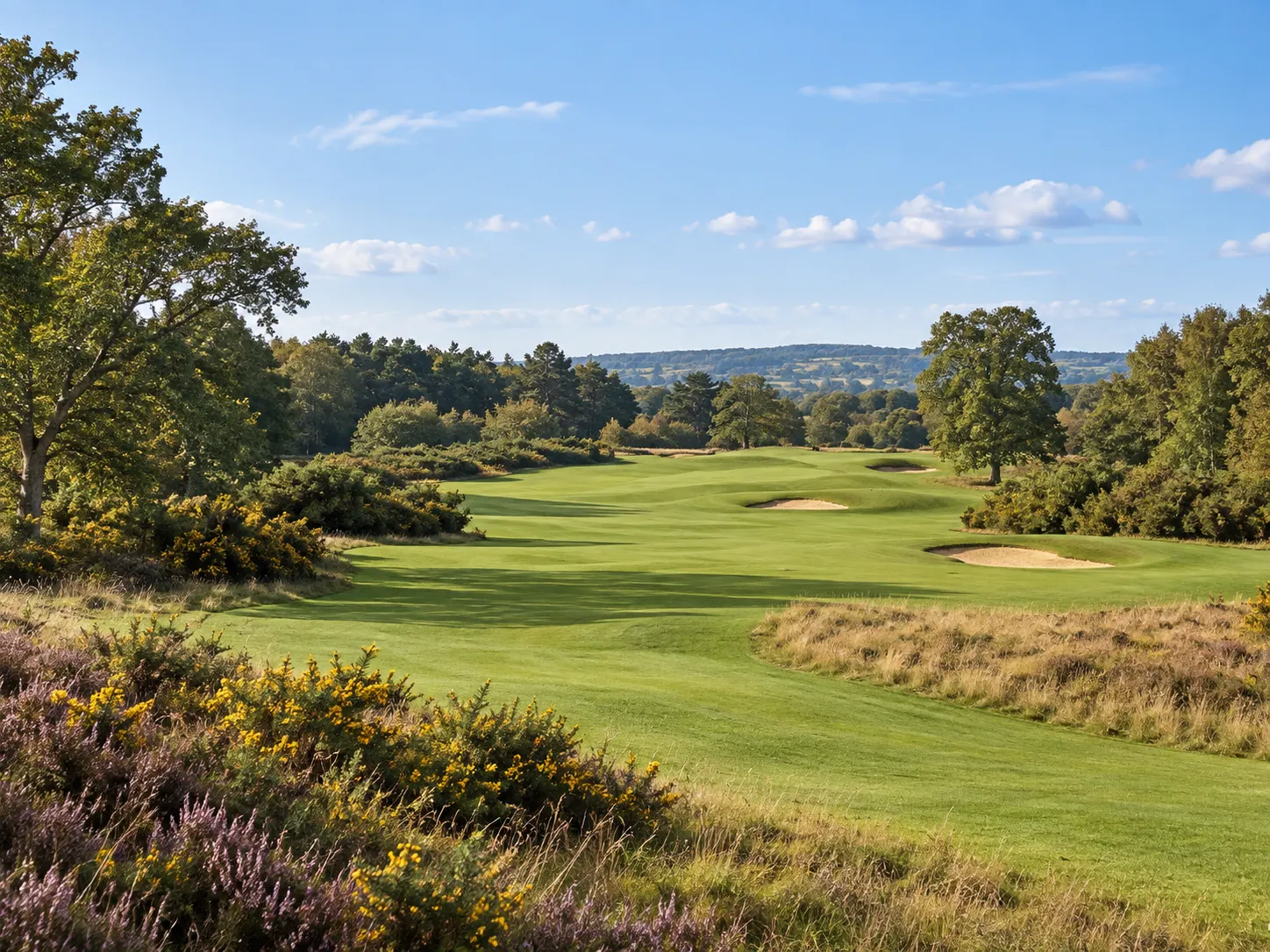 Illustrative heathland-style fairway at The Caversham, grounded in licensed site photographs