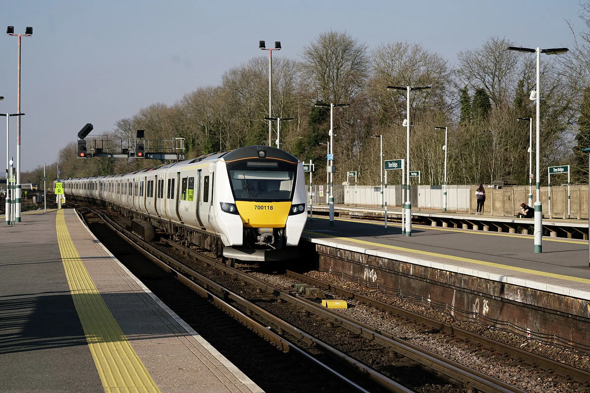 Train at Three Bridges railway station in March 2019