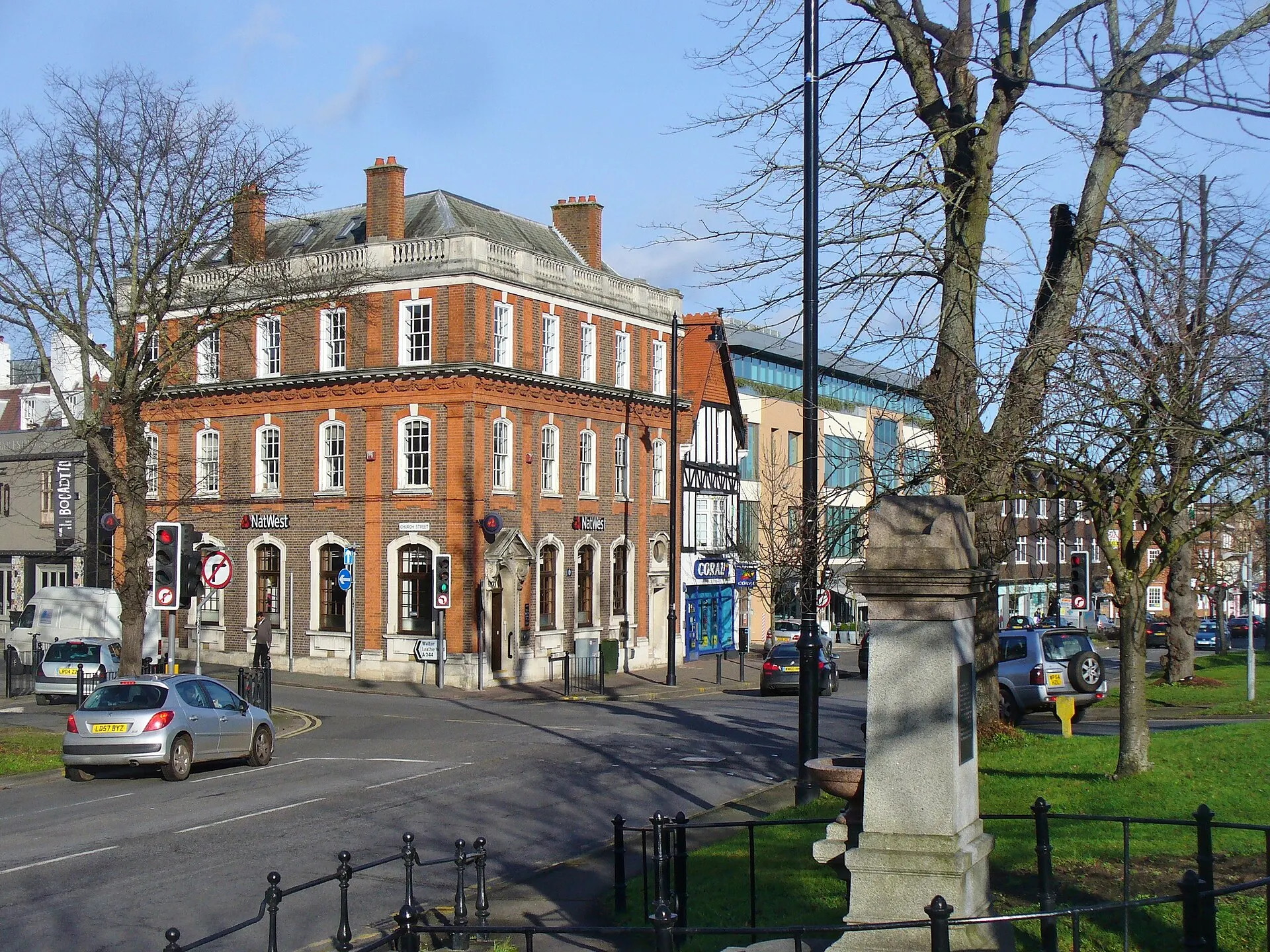 Historic building on Esher High Street in January 2015