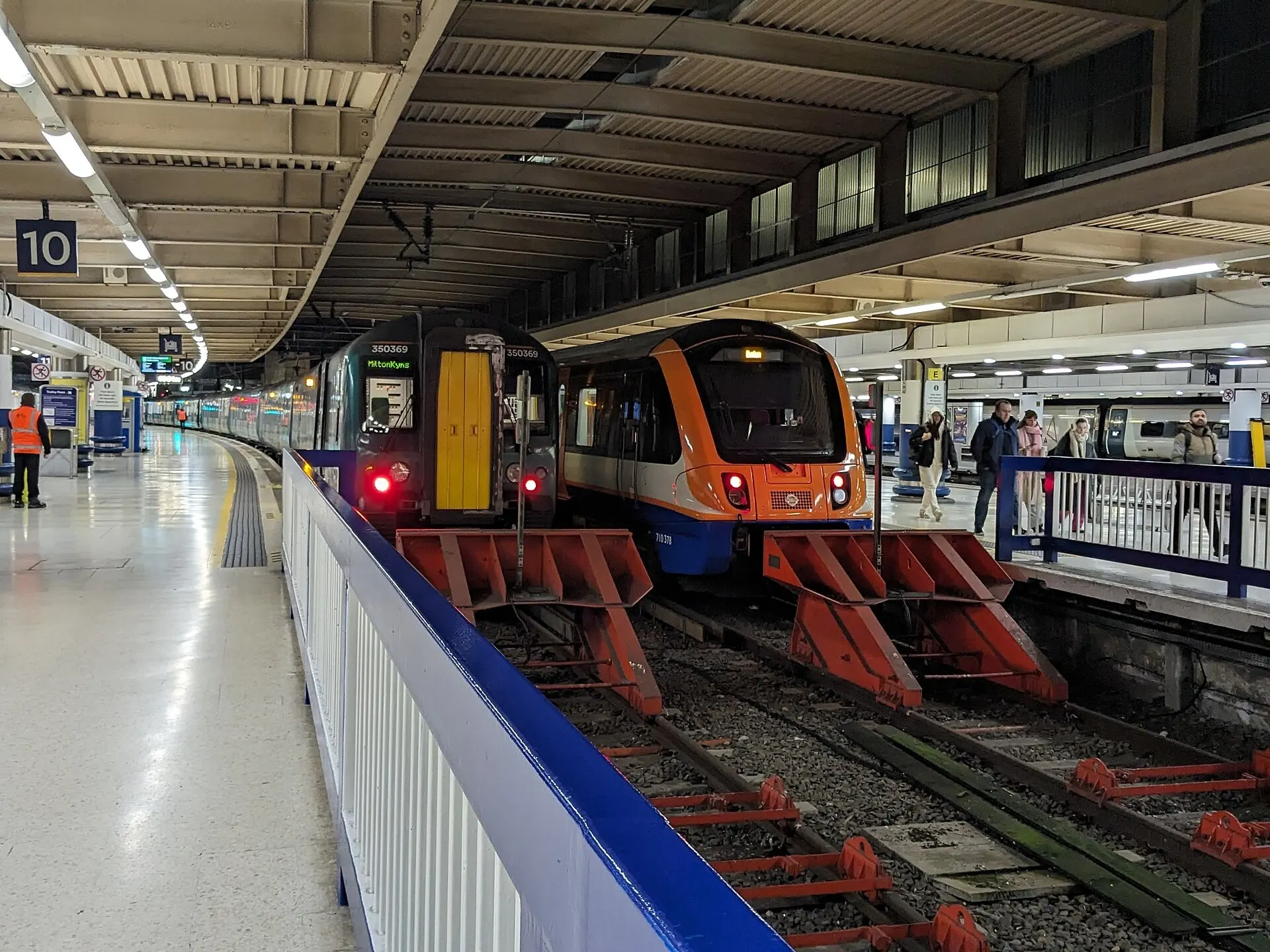 Trains at a London Euston station platform