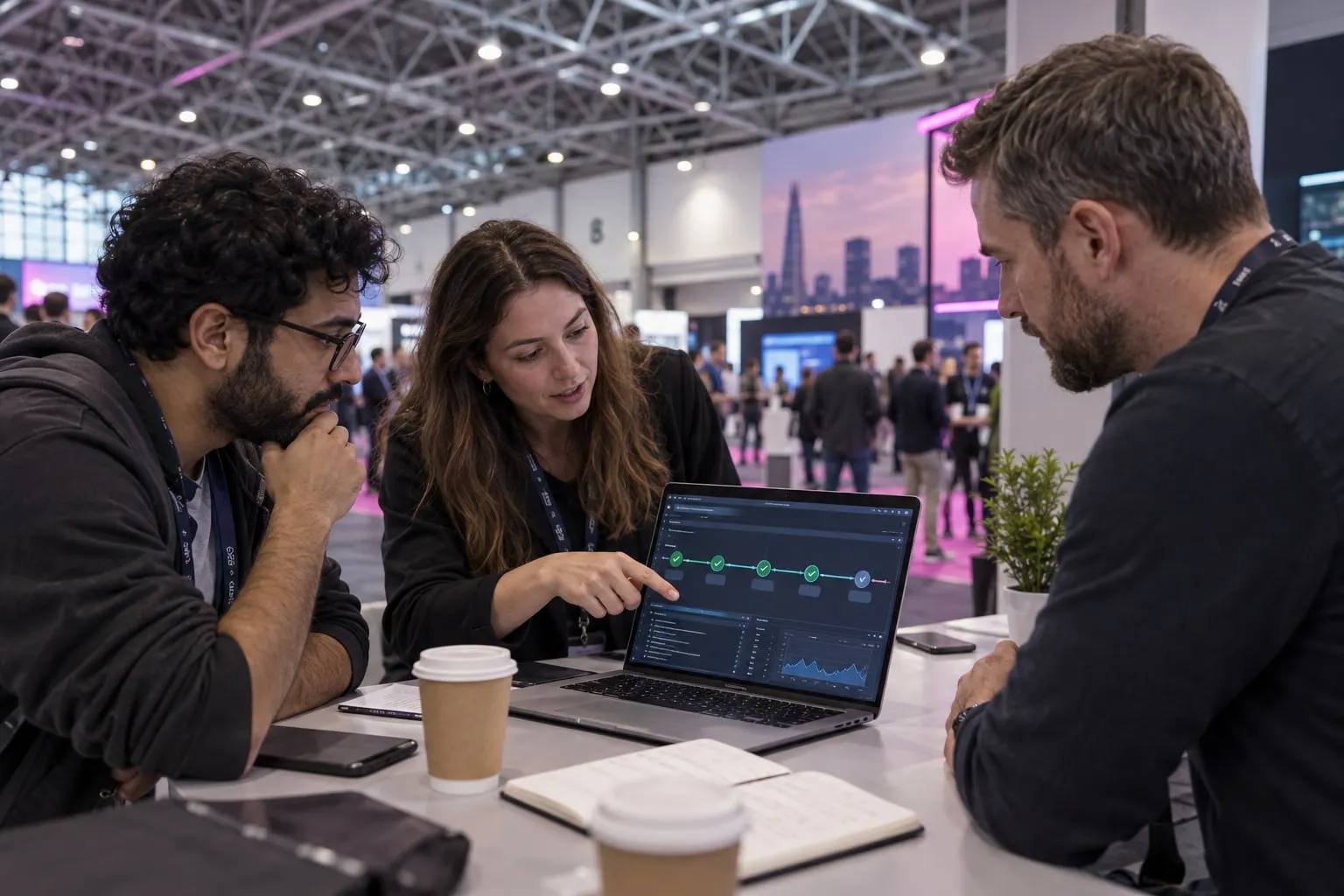 Illustrative deployment pipeline demonstration at a DevOps Live-style stand