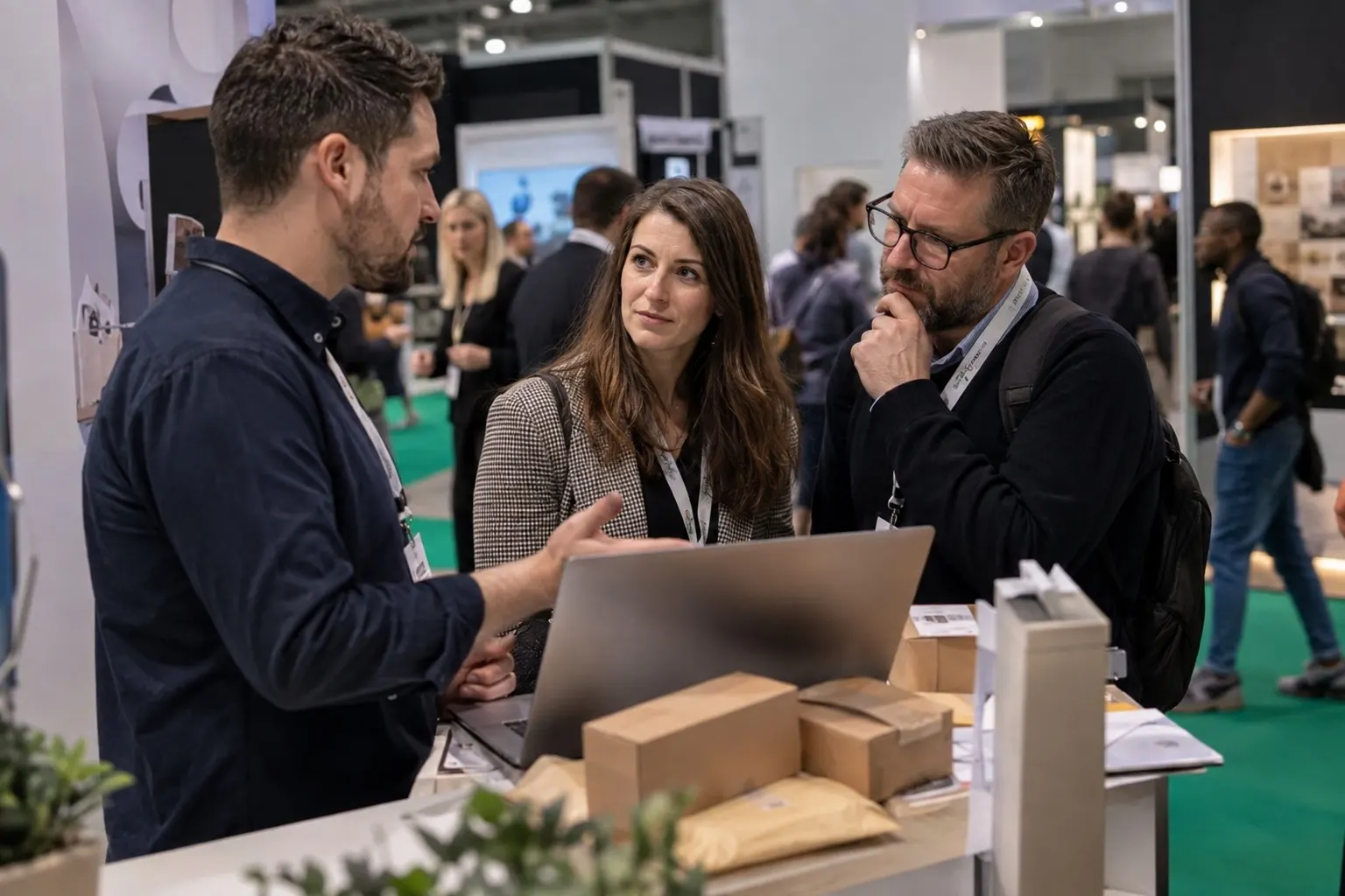 Illustrative ecommerce product and fulfilment demonstration at a London exhibition stand
