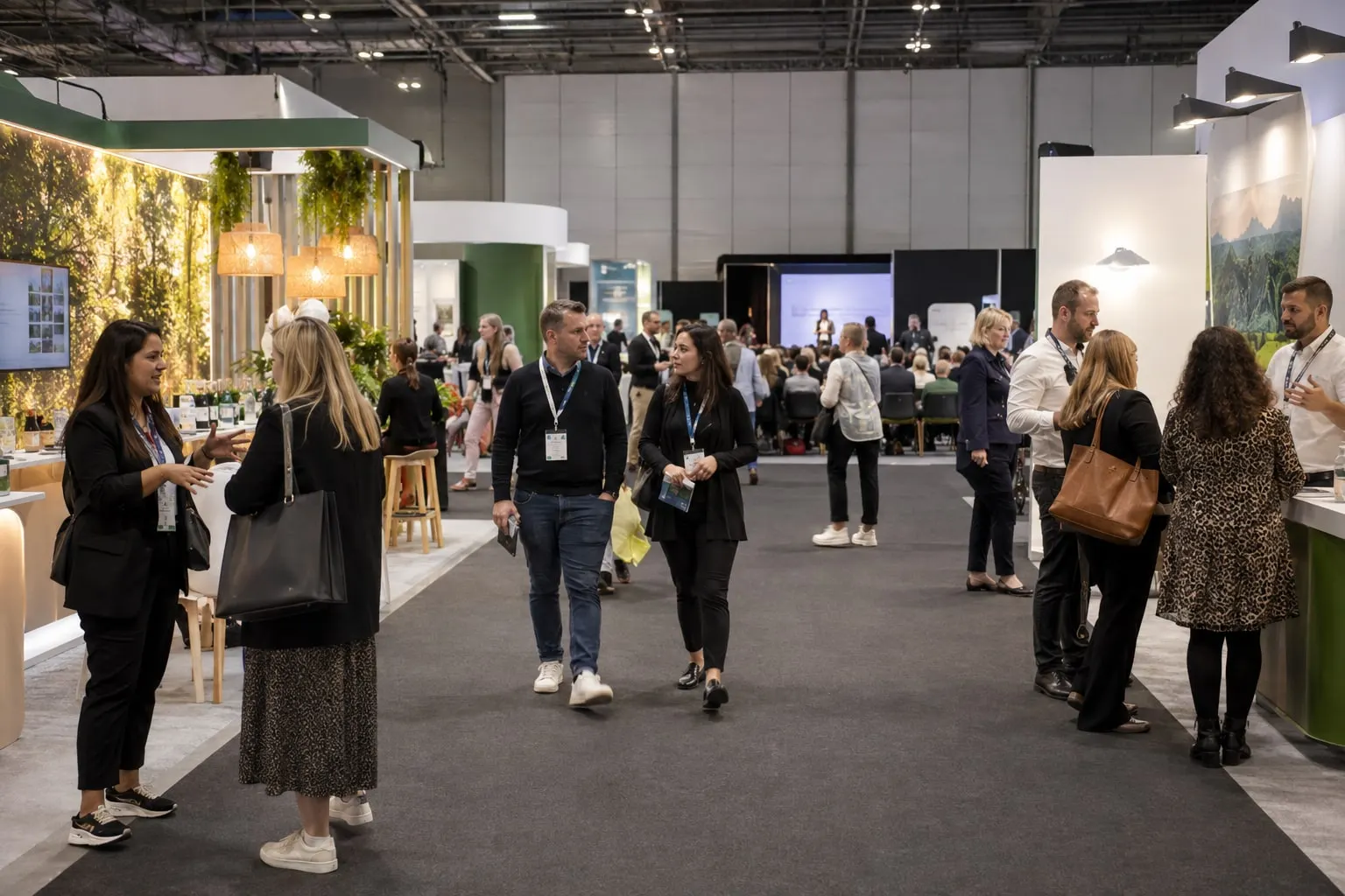 Illustrative HR and employee-benefits exhibition floor at Excel London
