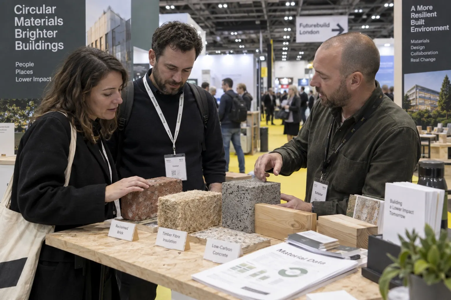 Illustrative construction-material samples discussed by built-environment professionals