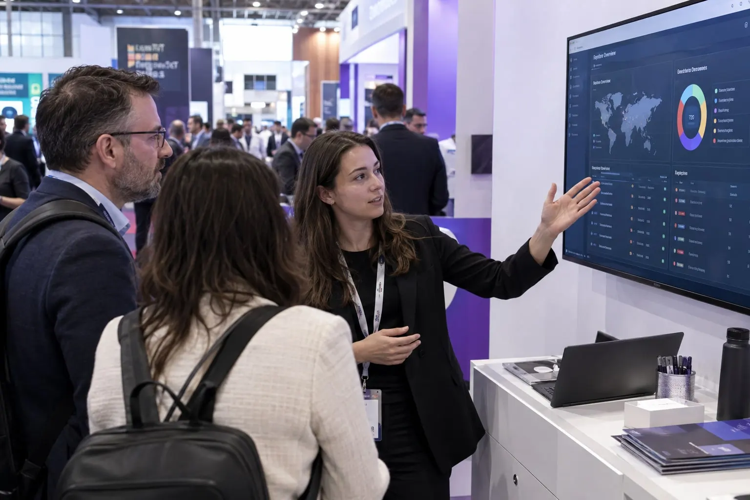 Illustrative security analytics demonstration at an Excel London exhibition stand