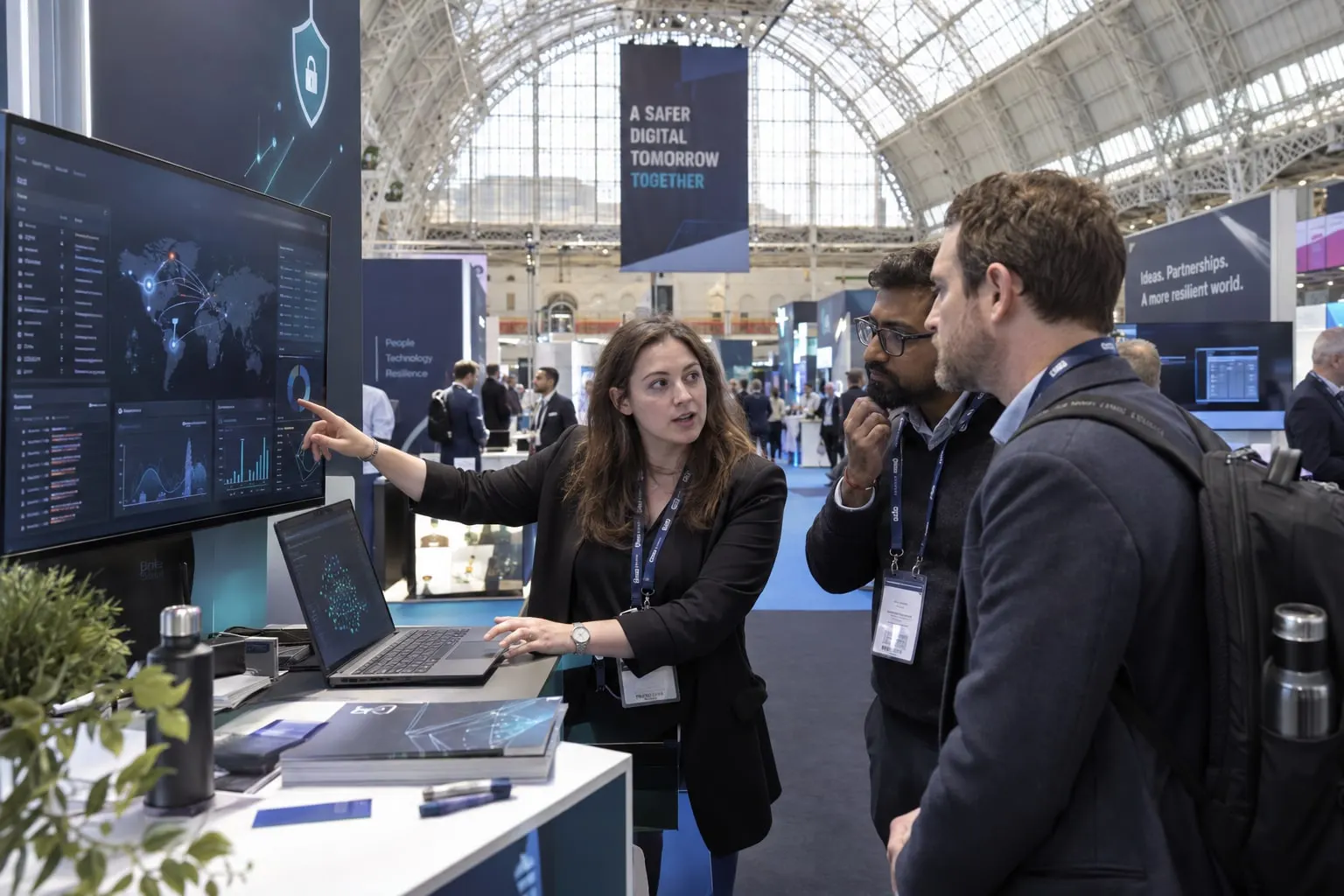 Illustrative network security demonstration at an Olympia exhibition stand