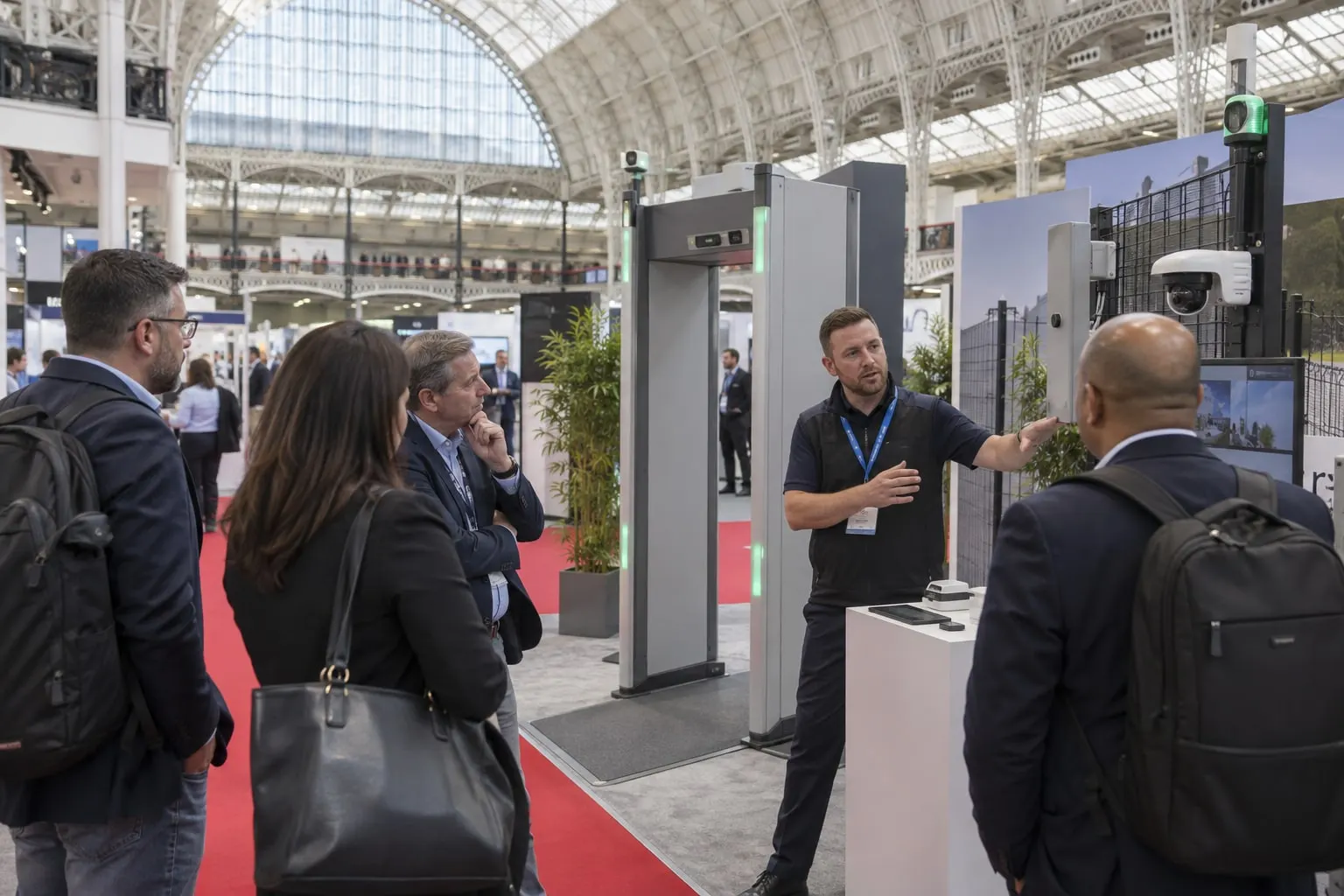 Illustrative access-control screening demonstration at Olympia London
