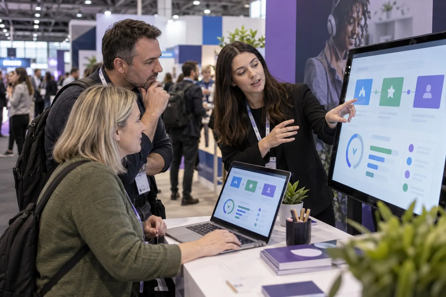 Illustrative learning-platform demonstration to L&D professionals at an exhibition stand