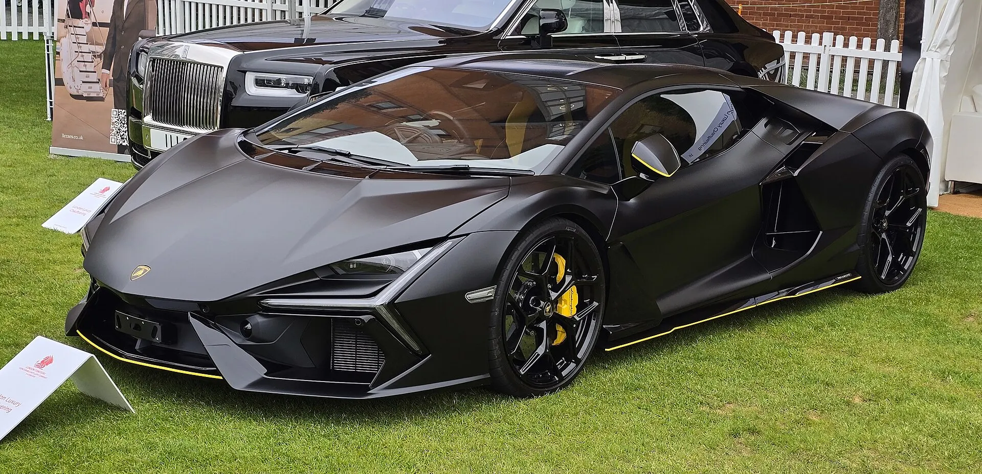 Black Lamborghini Revuelto displayed at London Concours in 2025