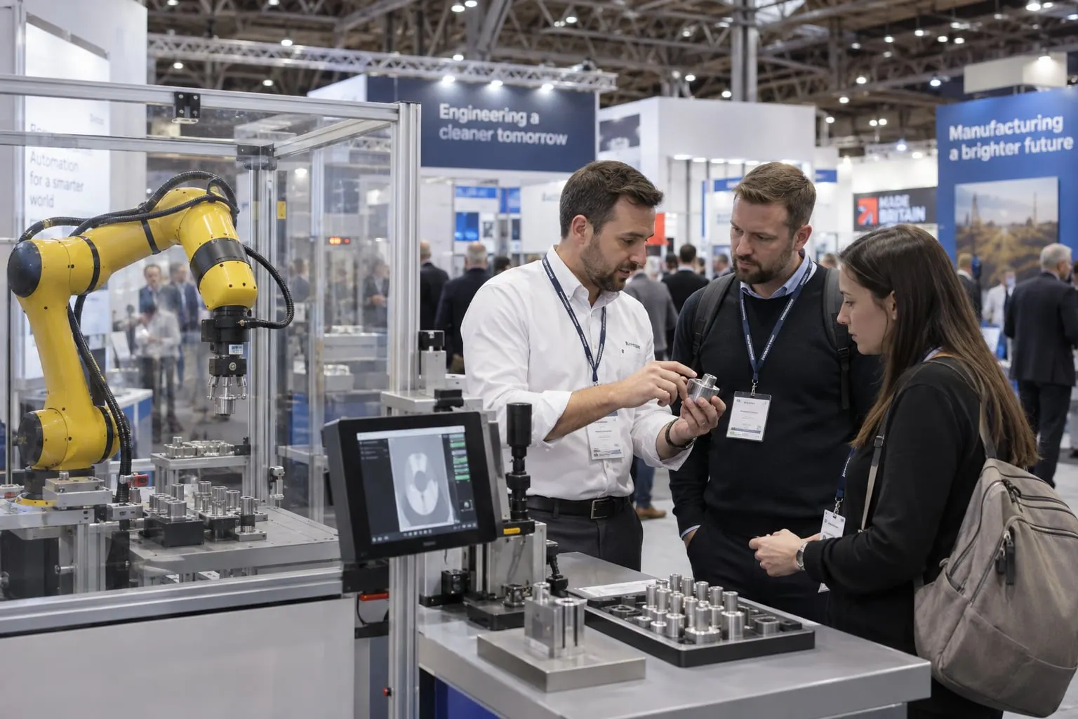Illustrative industrial automation stand with inspection equipment