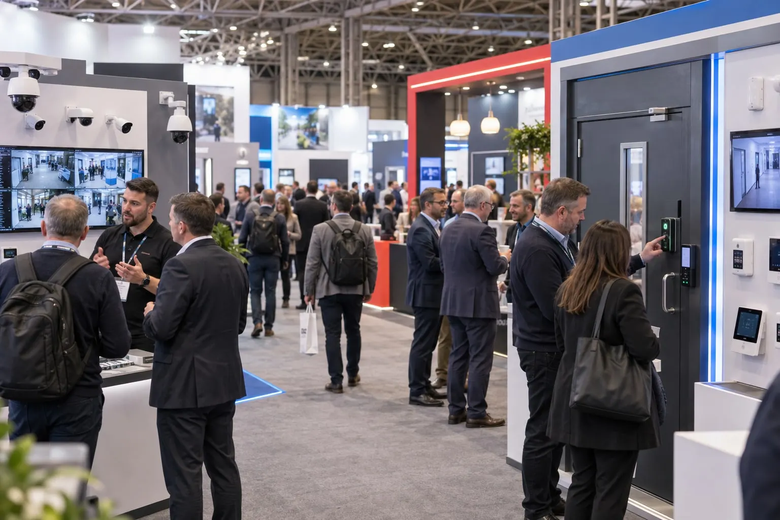 Illustrative physical-security trade exhibition floor inspired by The Security Event at the NEC