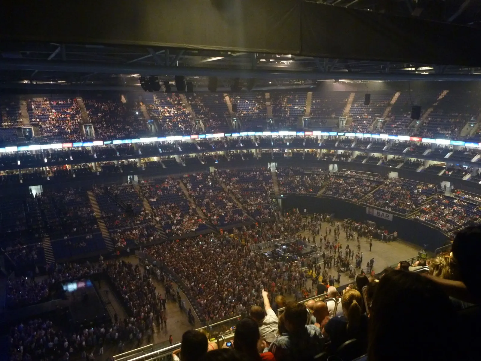 Audience inside The O2 arena in London, photographed in 2014