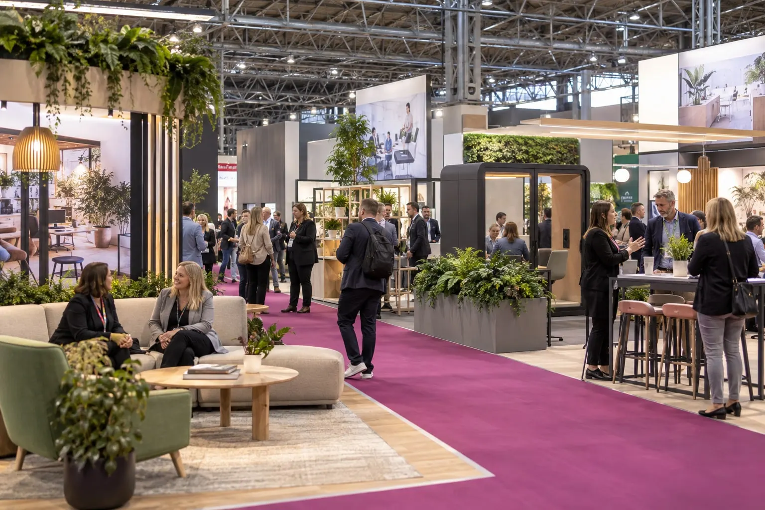 Illustrative workplace and facilities exhibition floor inspired by The Workplace Event