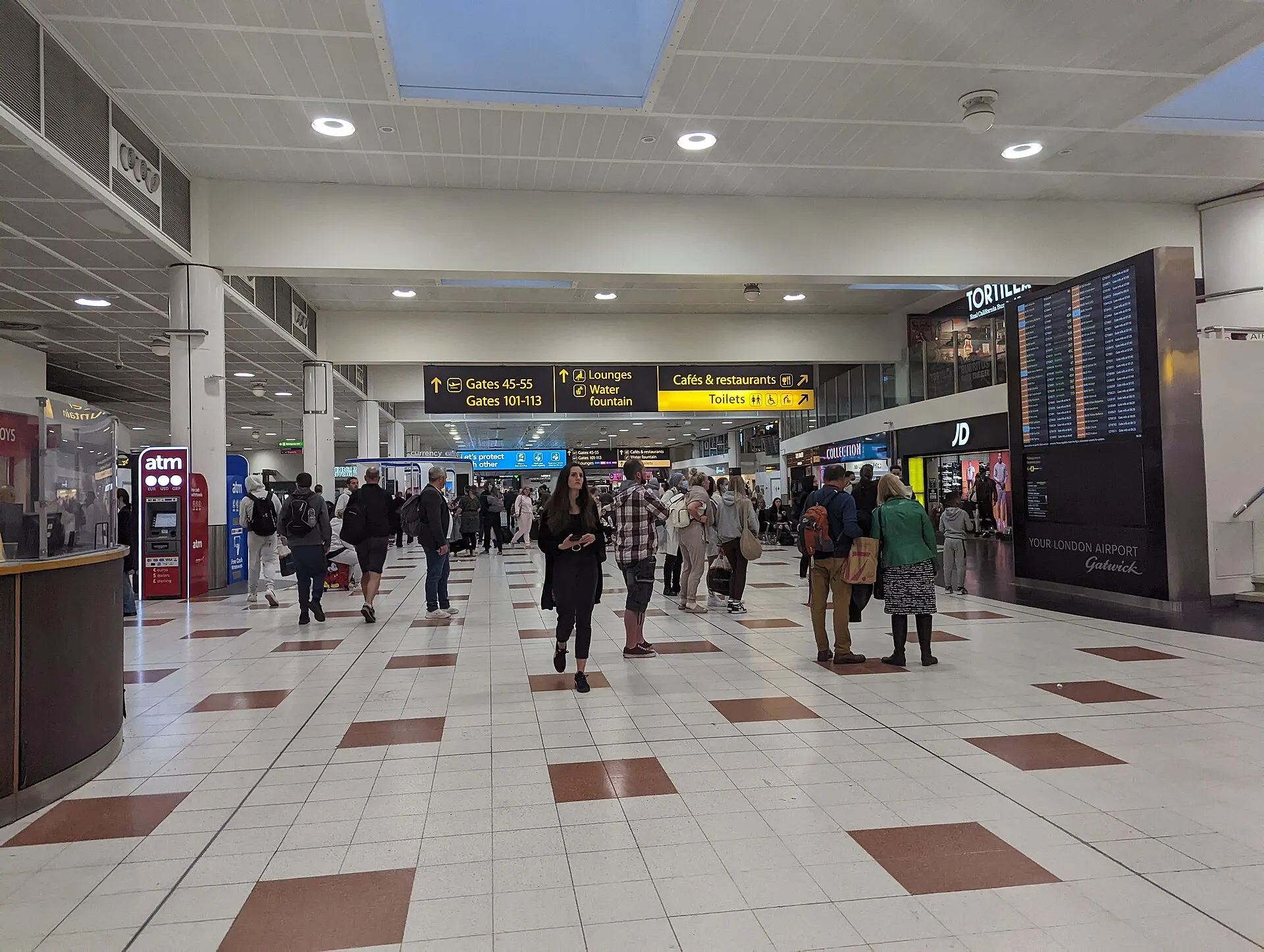Gatwick North Terminal departures hall in April 2022