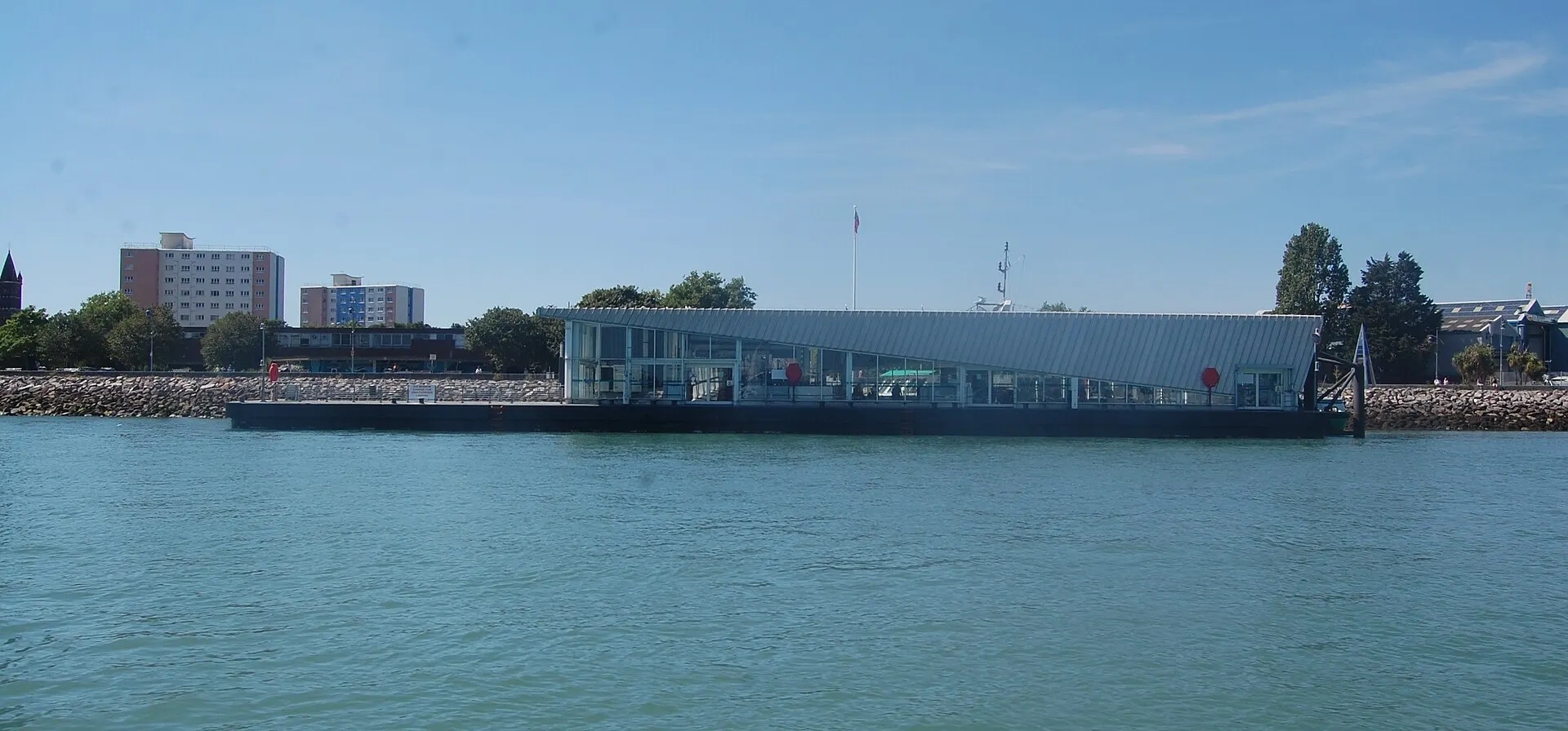 Gosport-side ferry terminal building in August 2022