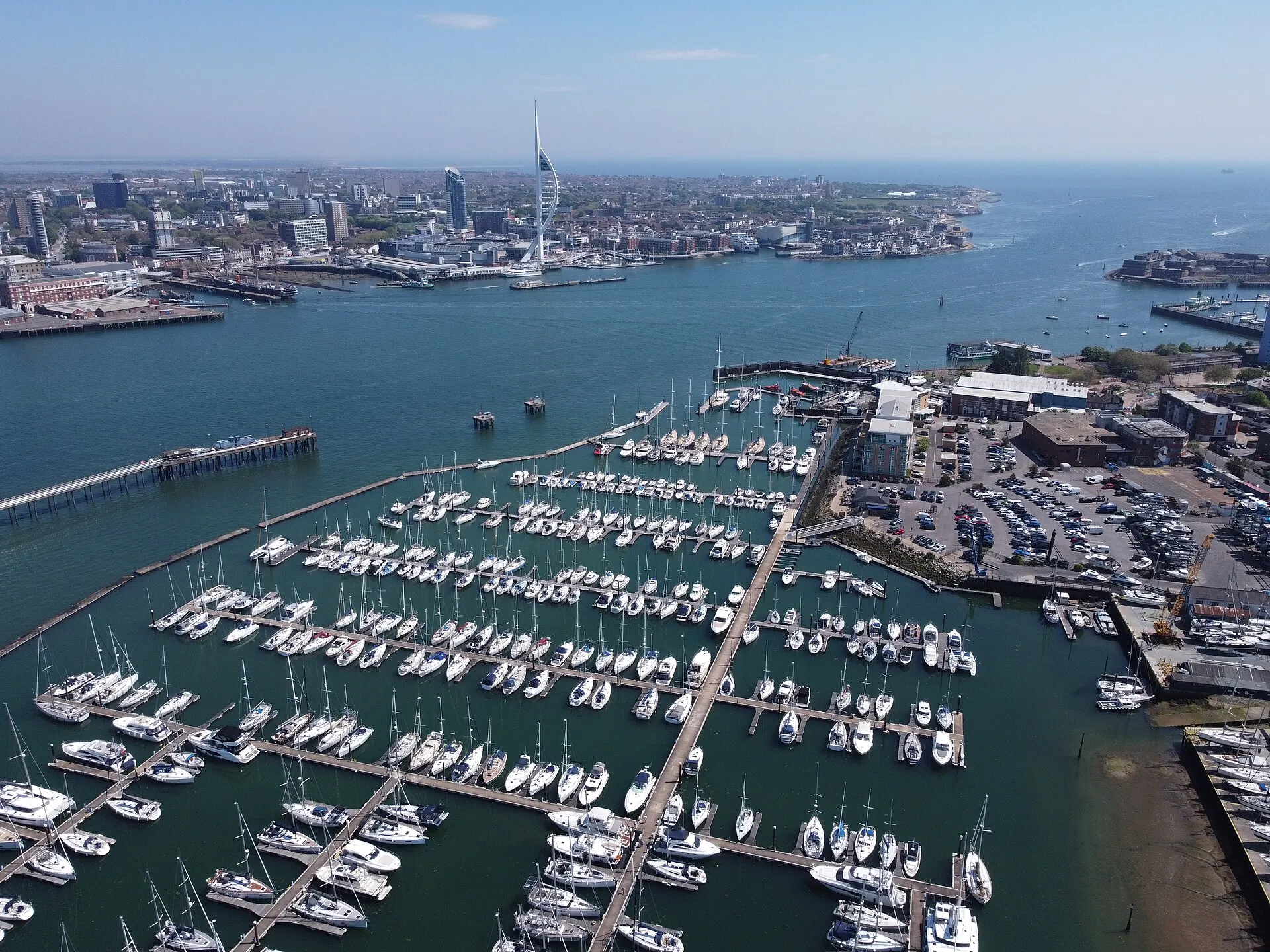 Gosport Marina with boats in Portsmouth Harbour in May 2024