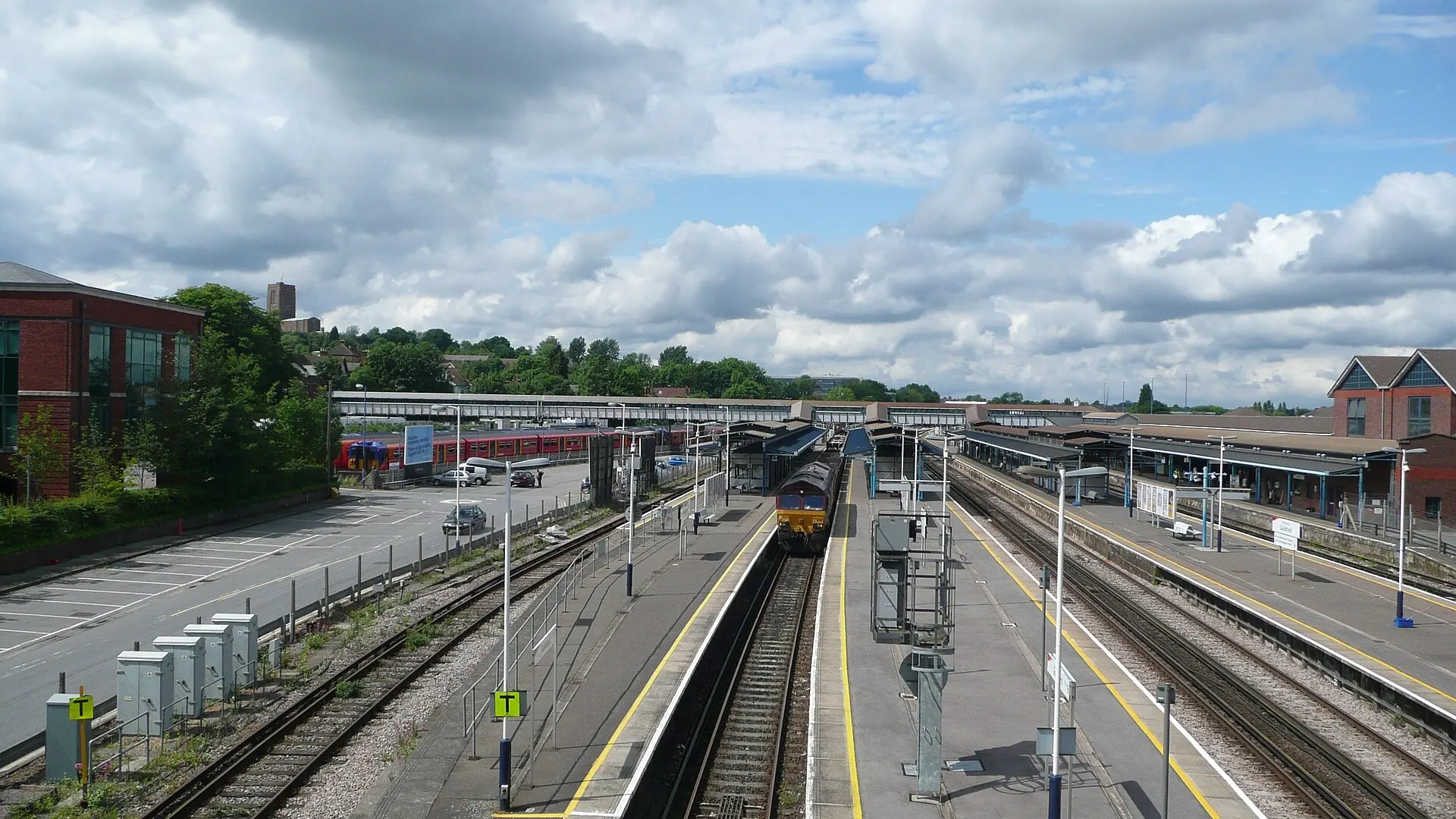 Guildford station platforms seen from the bridge