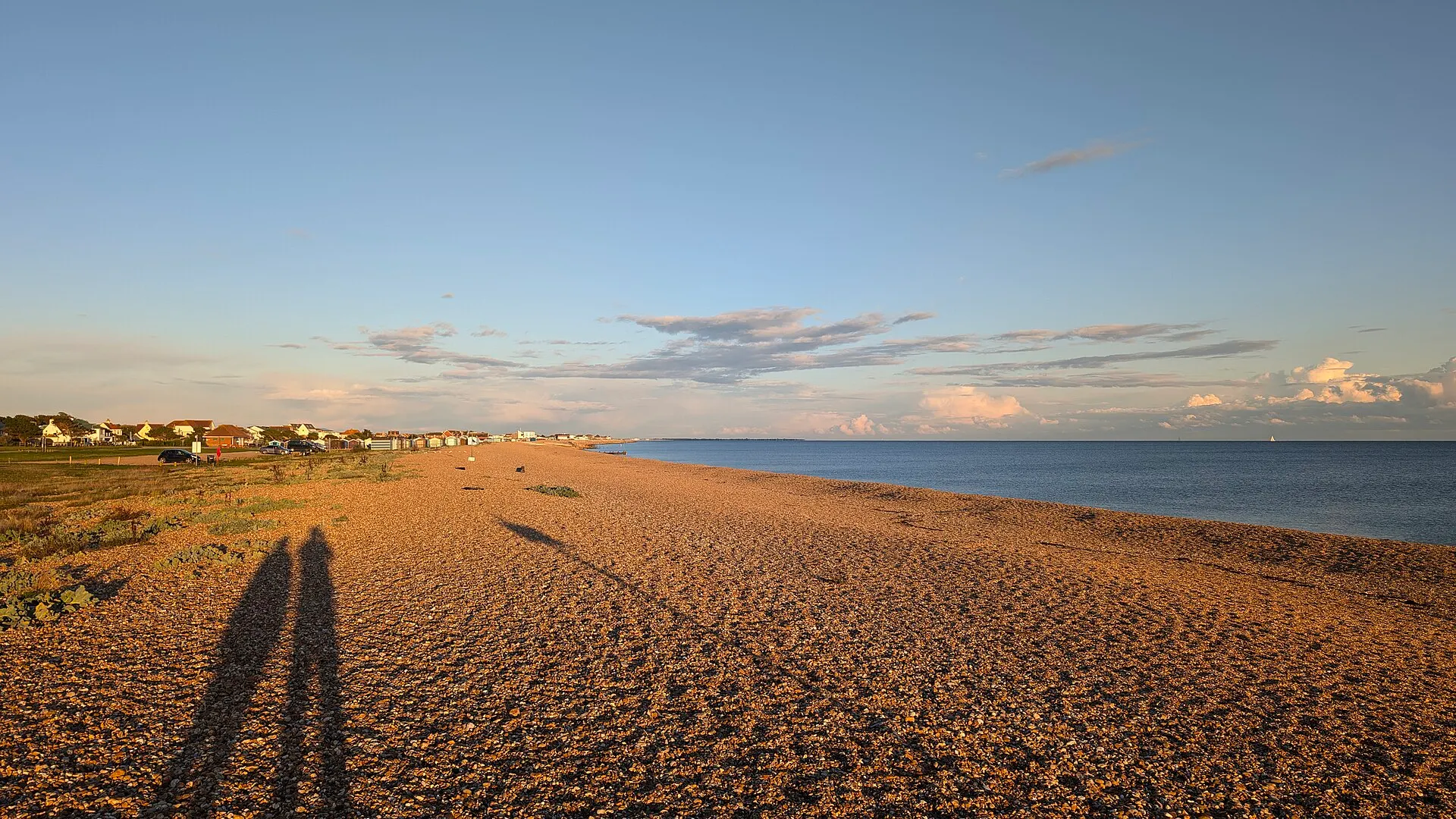 Hayling Island beach at sunset in September 2024