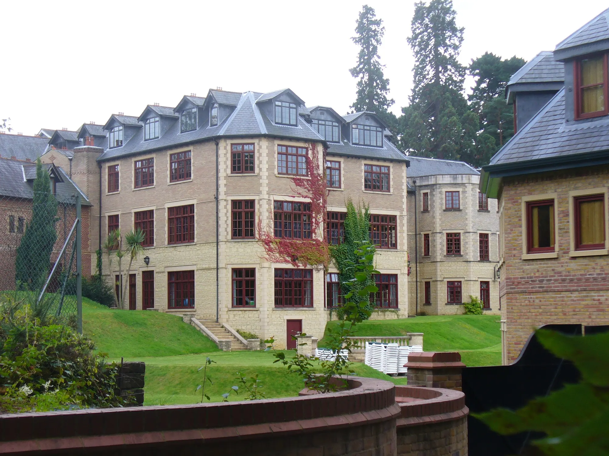 Pennyhill Park hotel building and garden in 2011