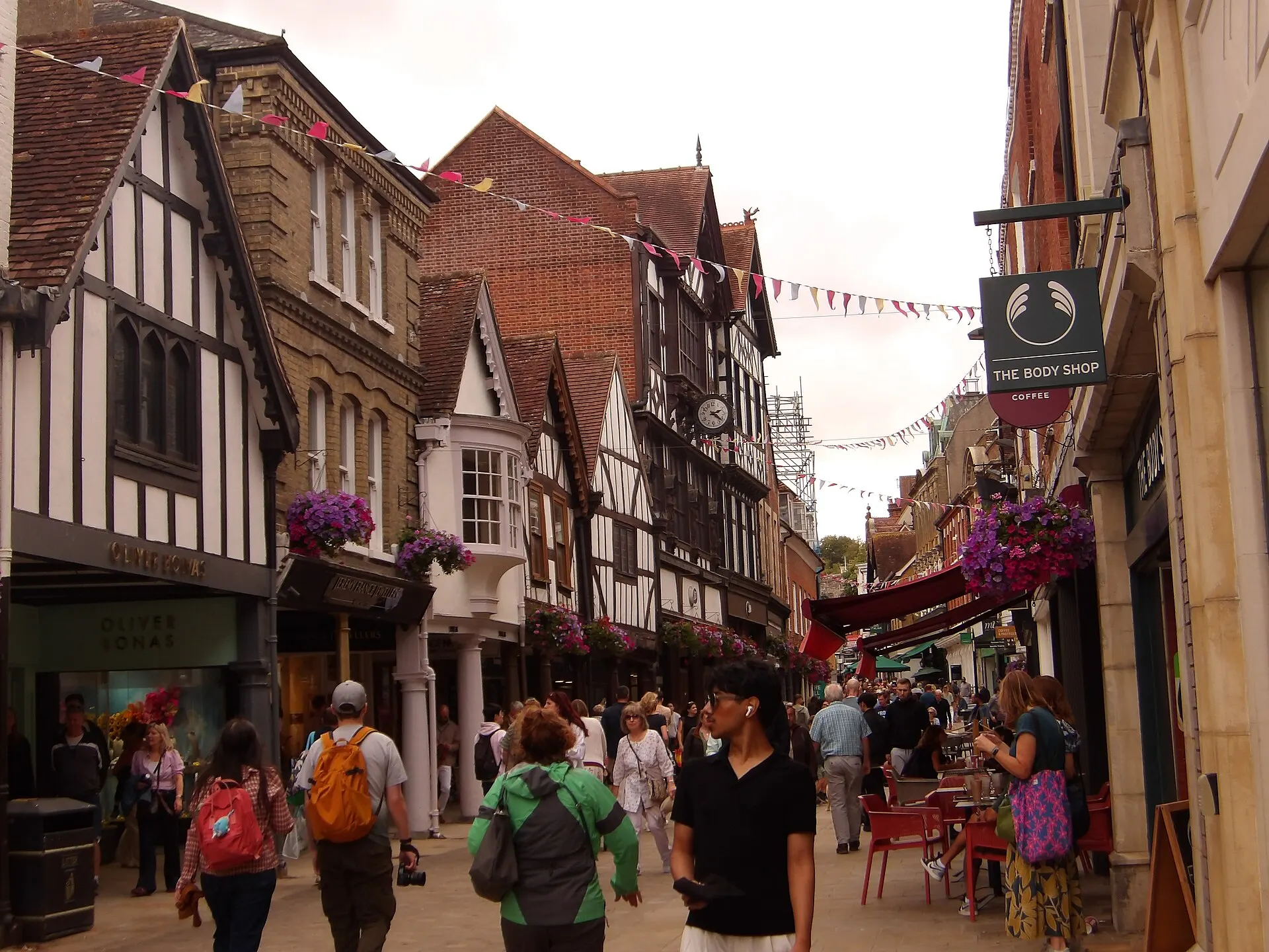 Historic buildings along Winchester High Street in 2026