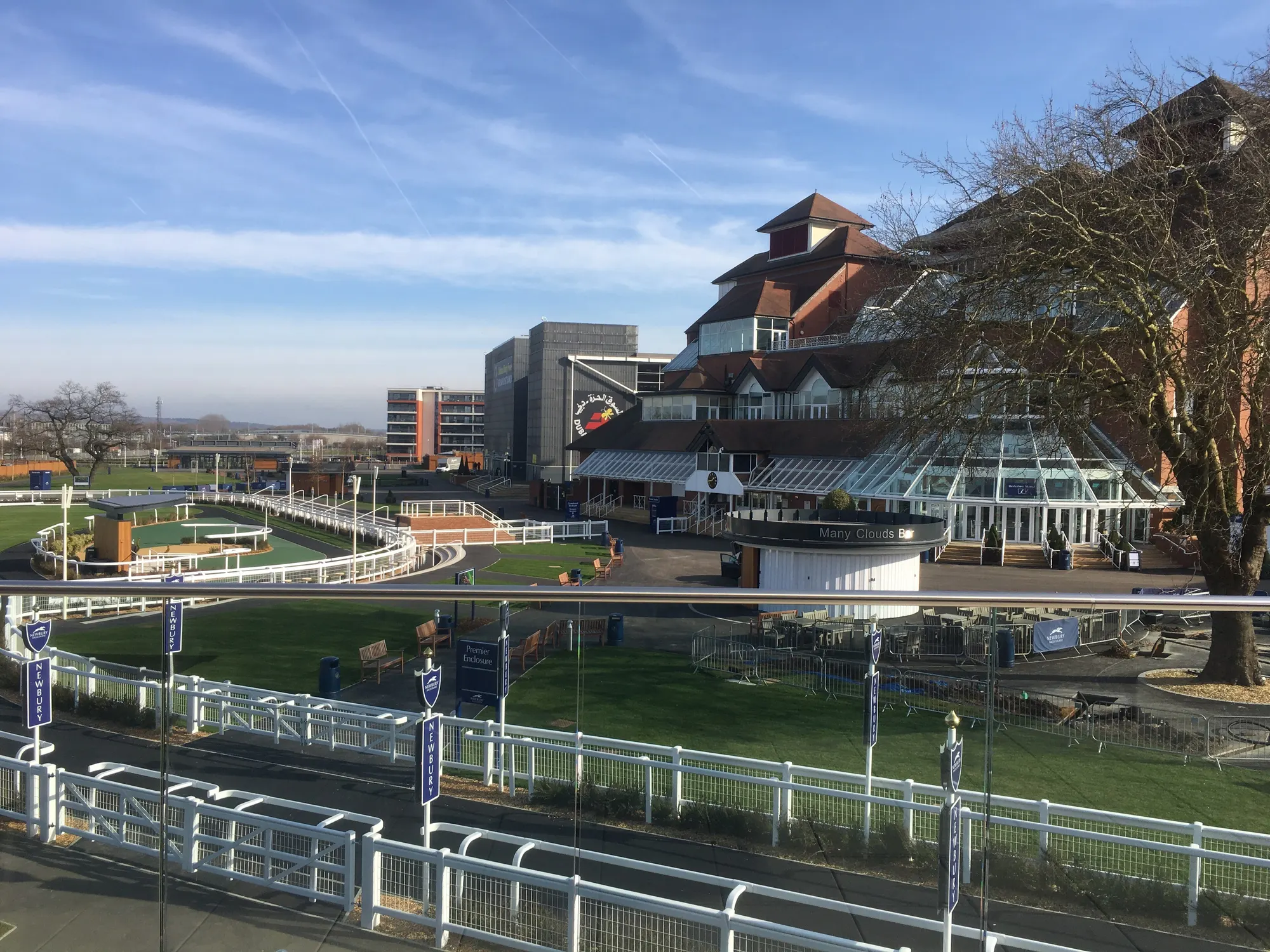 Newbury Racecourse heartspace and stands in an archival photograph