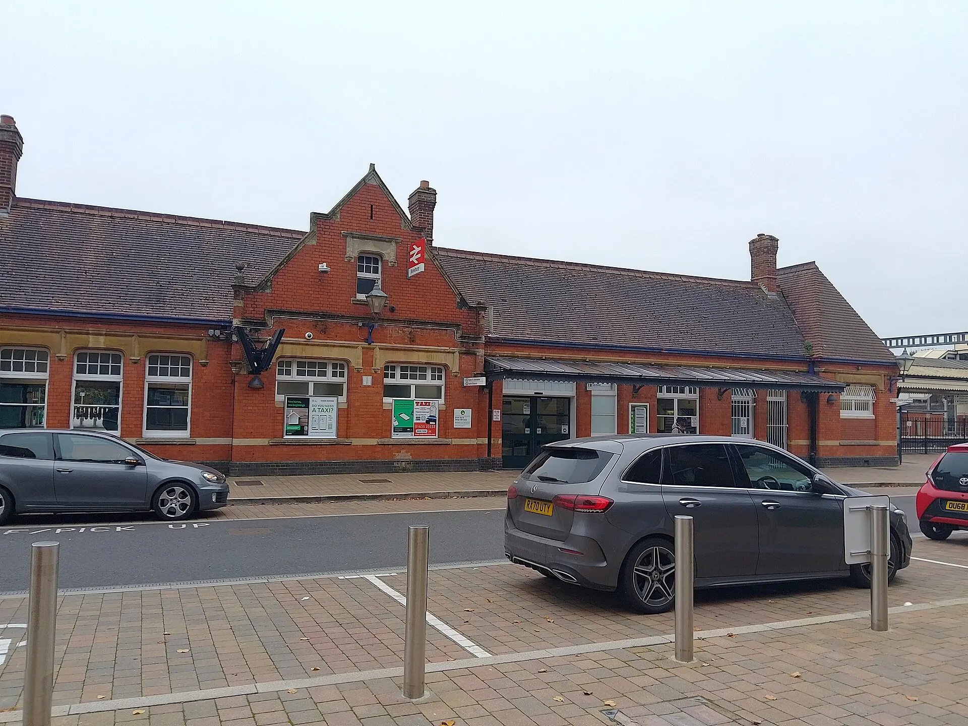Newbury railway station entrance in November 2024