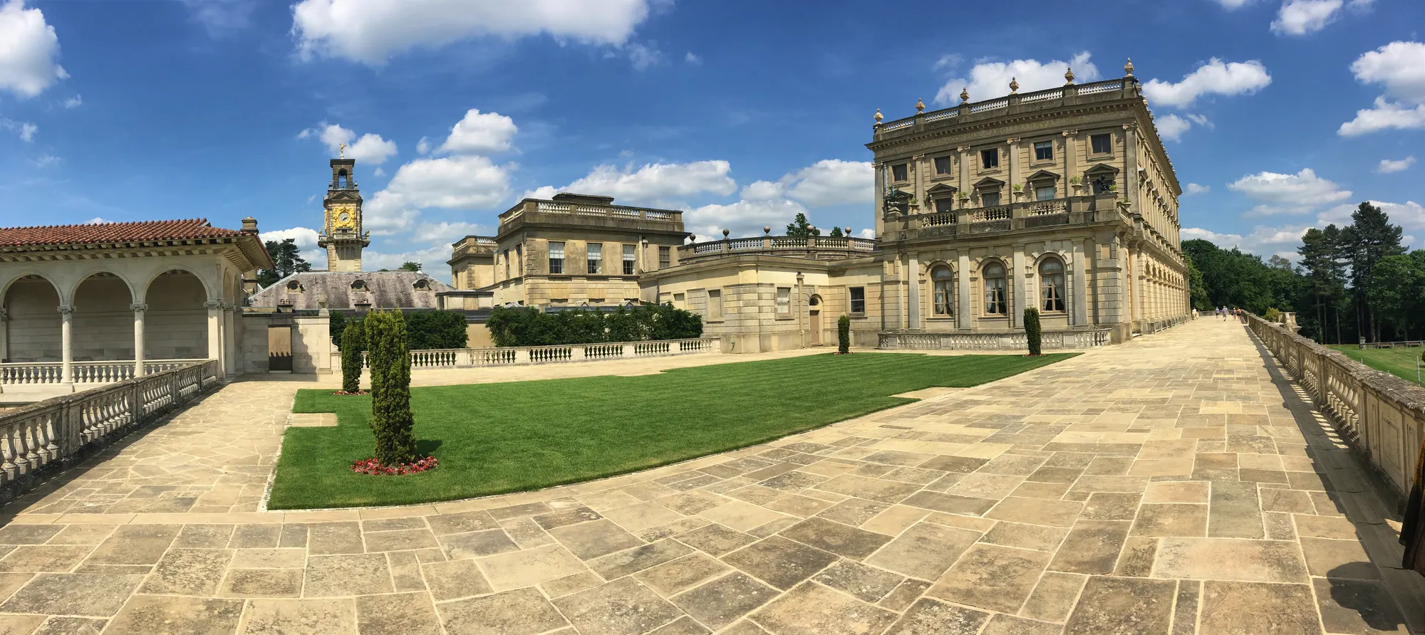Cliveden House terrace and facade in a dated photograph