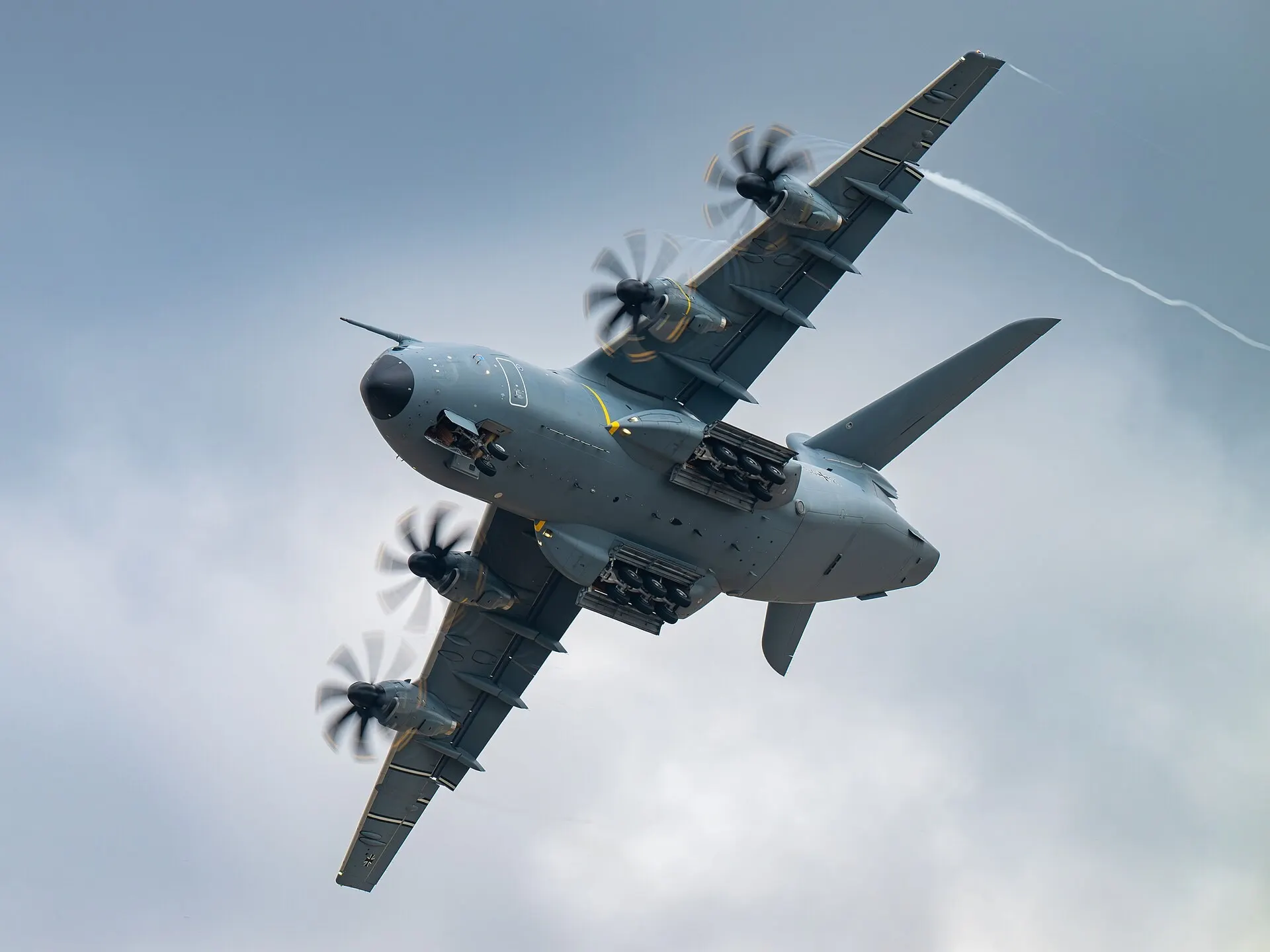 A400M military transport aircraft displaying at the Royal International Air Tattoo