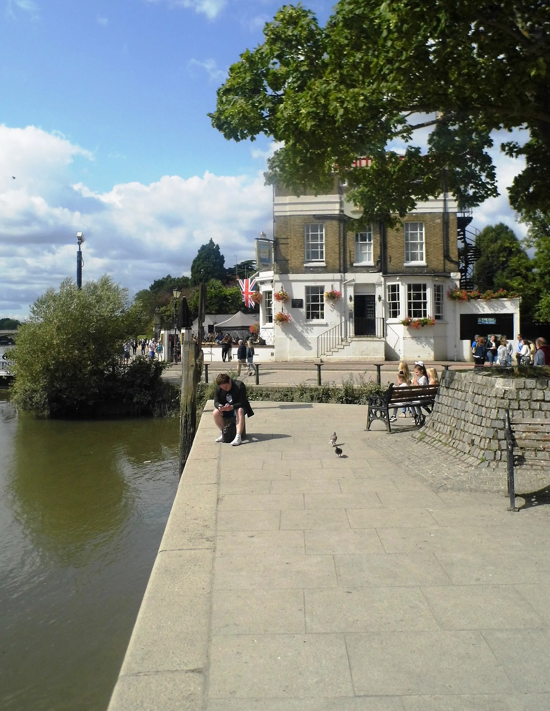 Thames riverside path and waterfront at Richmond in August 2018