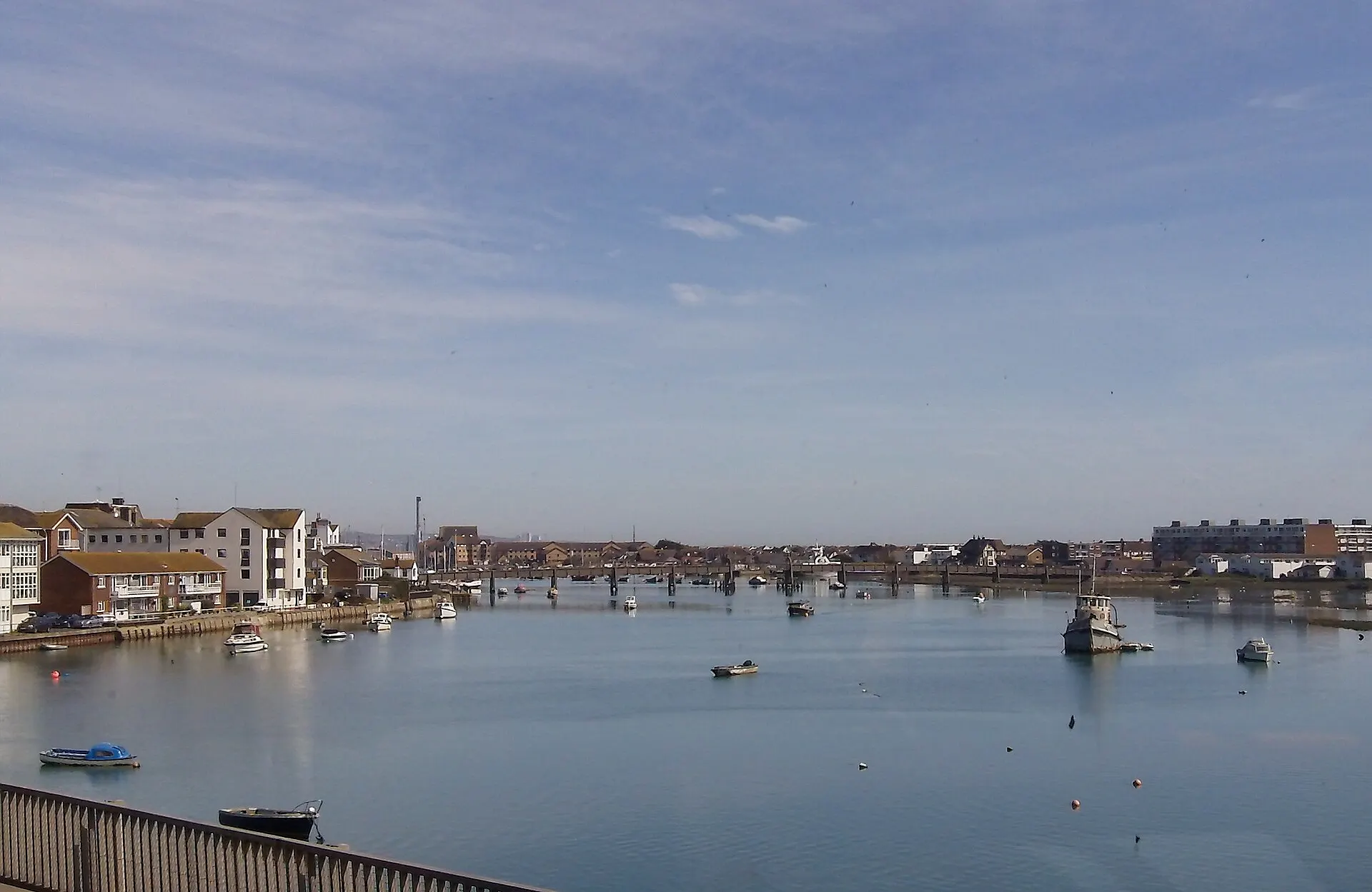 River Adur and footbridge at Shoreham-by-Sea in April 2011