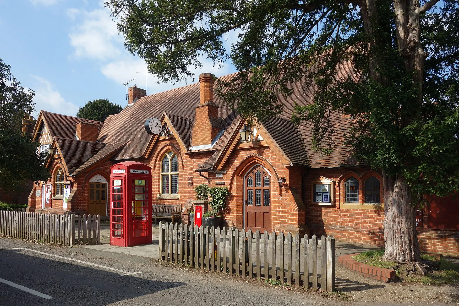 Pearson Hall red-brick facade in Sonning in March 2019