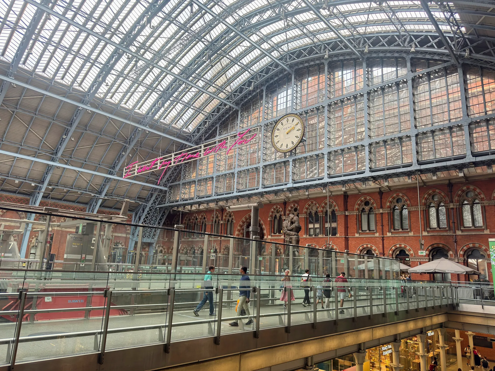 St Pancras International public concourse and train shed in August 2026