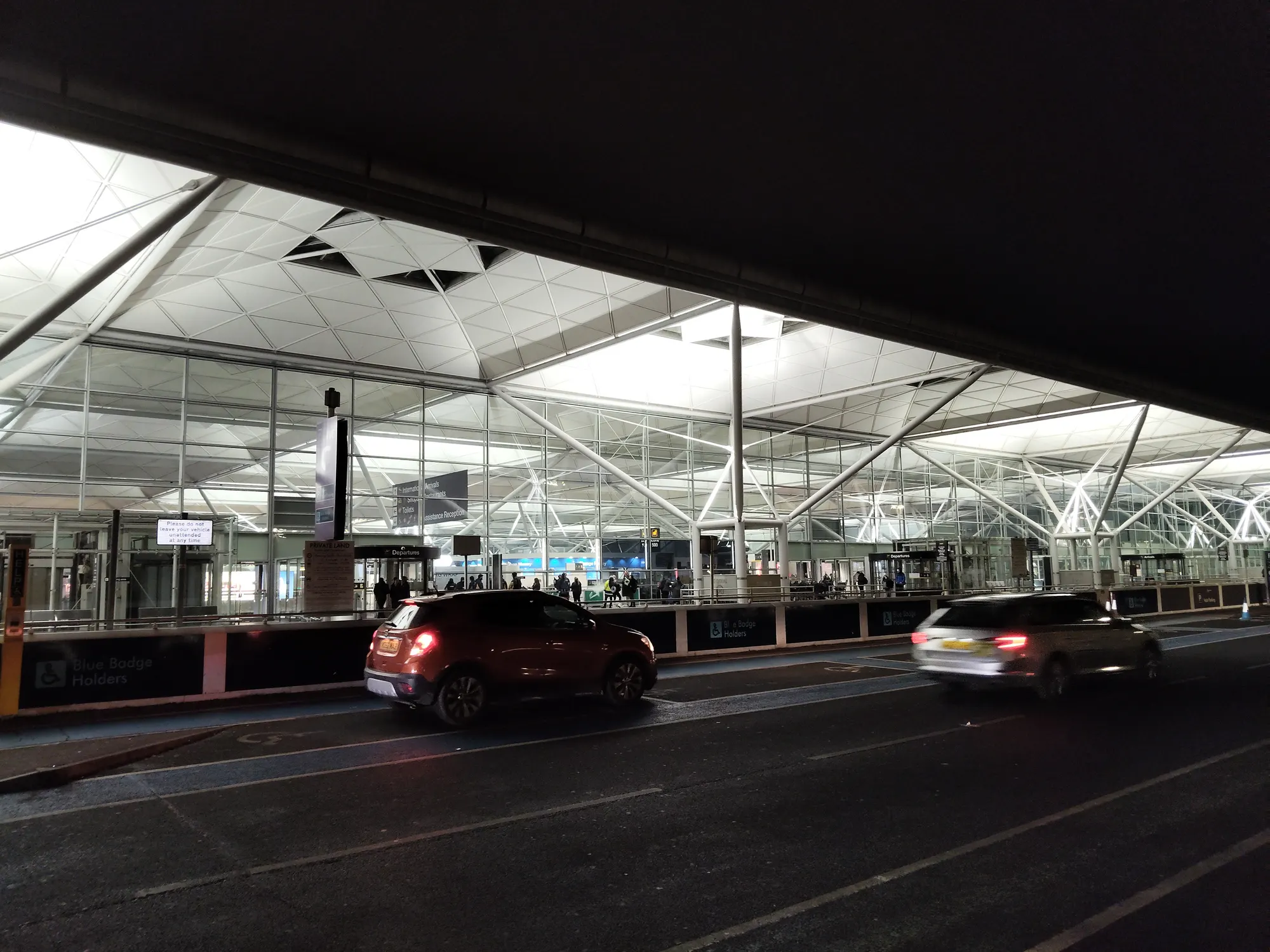 London Stansted Airport terminal frontage in January 2025