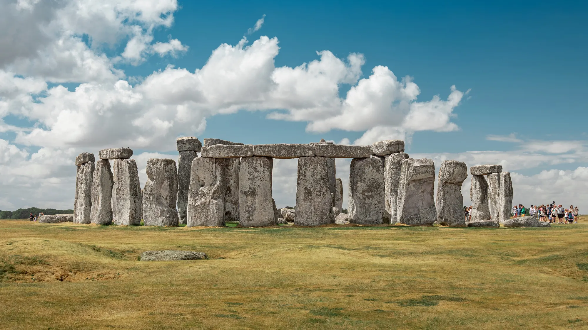 Stonehenge beneath a bright Wiltshire sky
