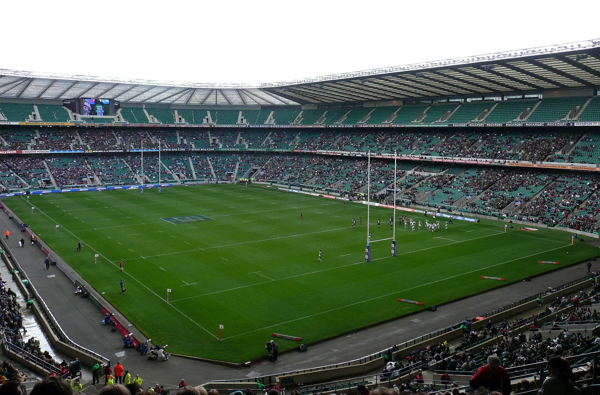 Rugby pitch and stands inside Twickenham Stadium in 2008