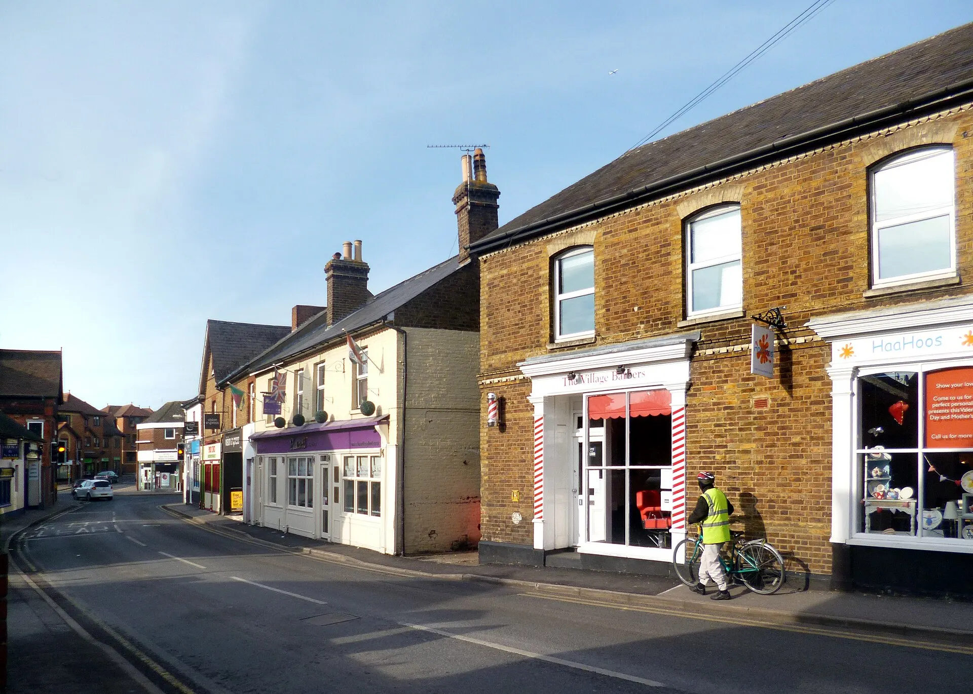 Shops and houses along Church Street in Twyford in February 2013