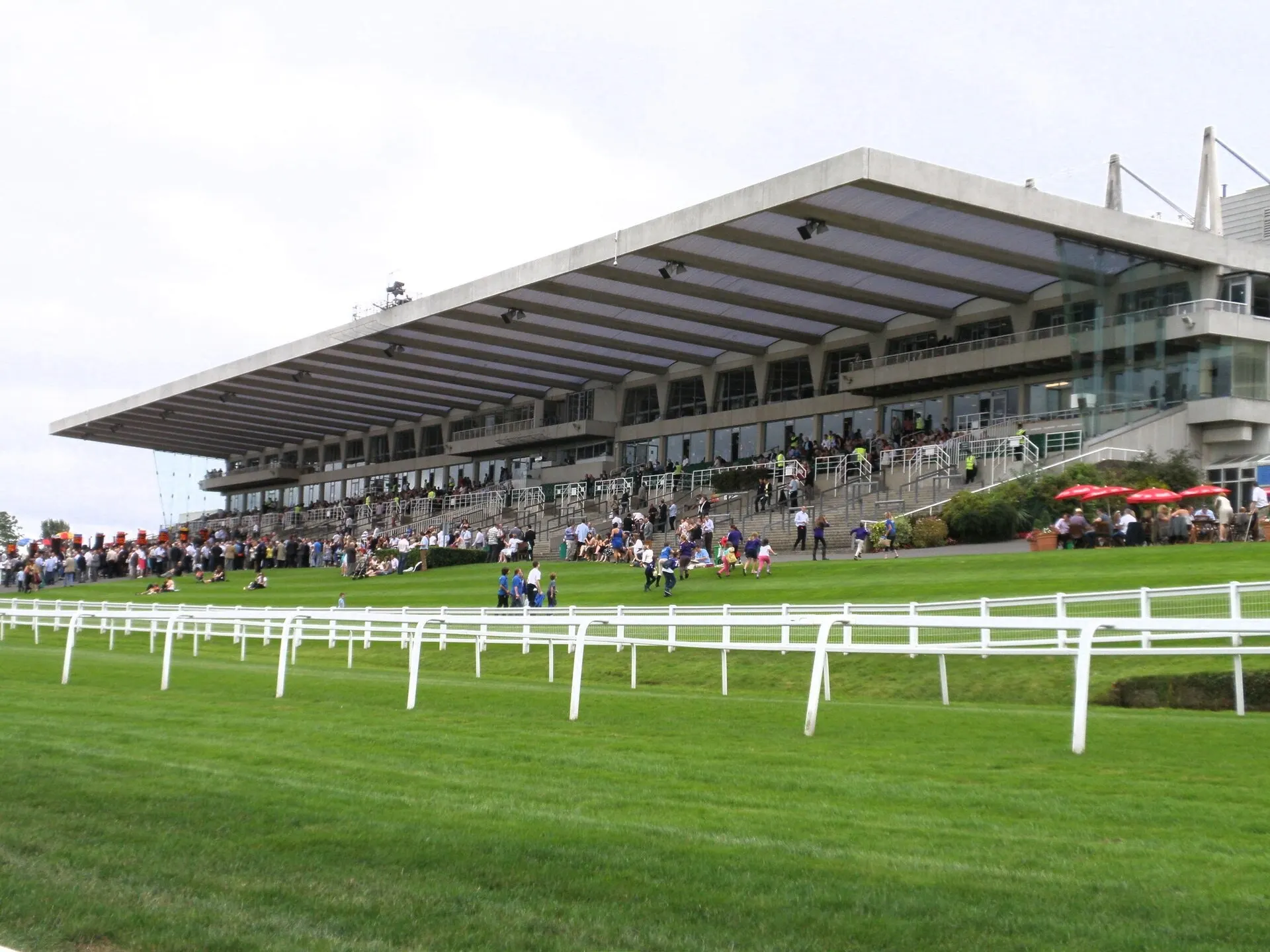 Sandown Park Racecourse grandstand and track at Esher