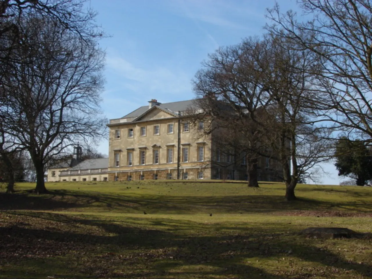 Botleys Mansion's real stone frontage and parkland photographed in 2010