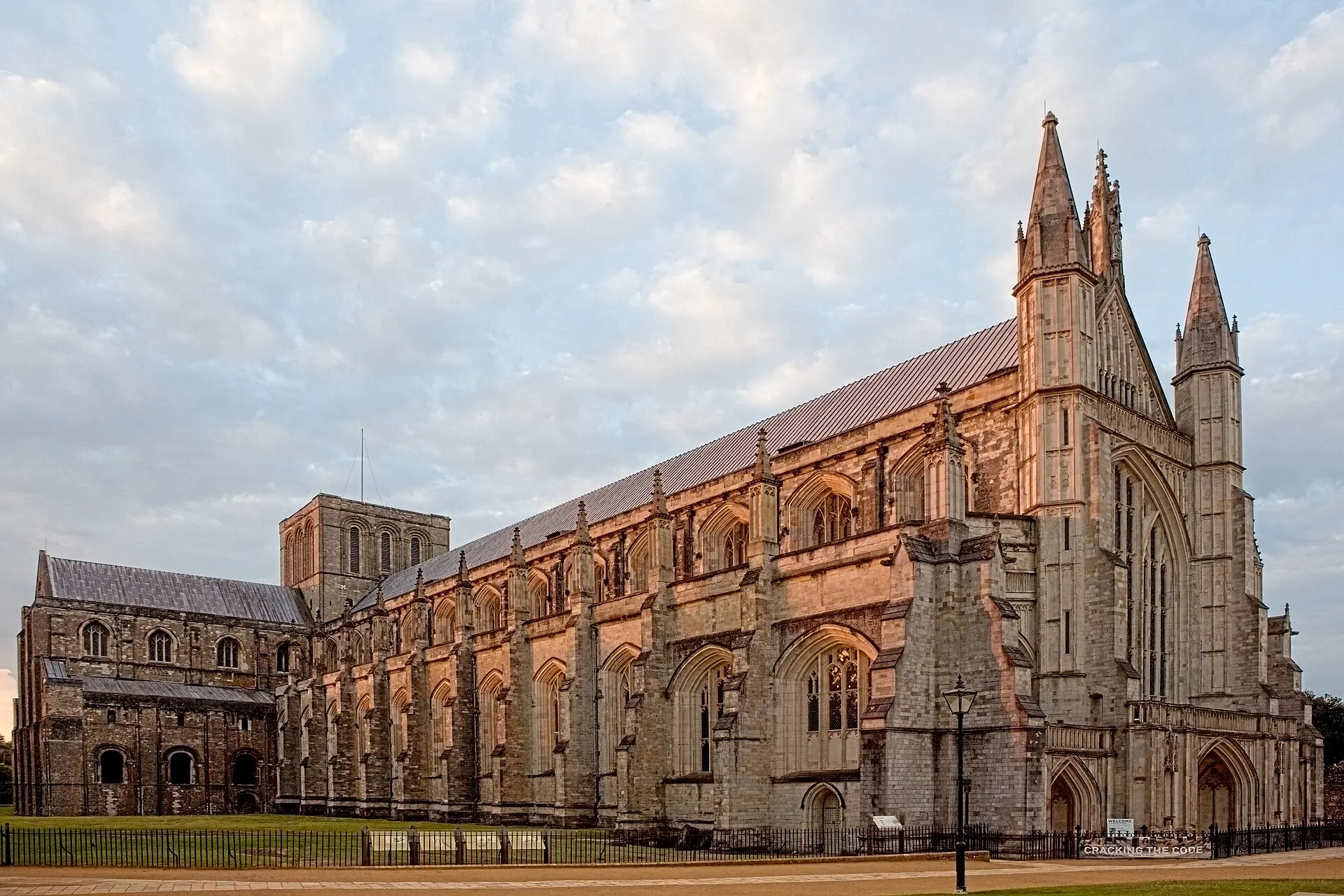 Winchester Cathedral exterior and its west-front approach