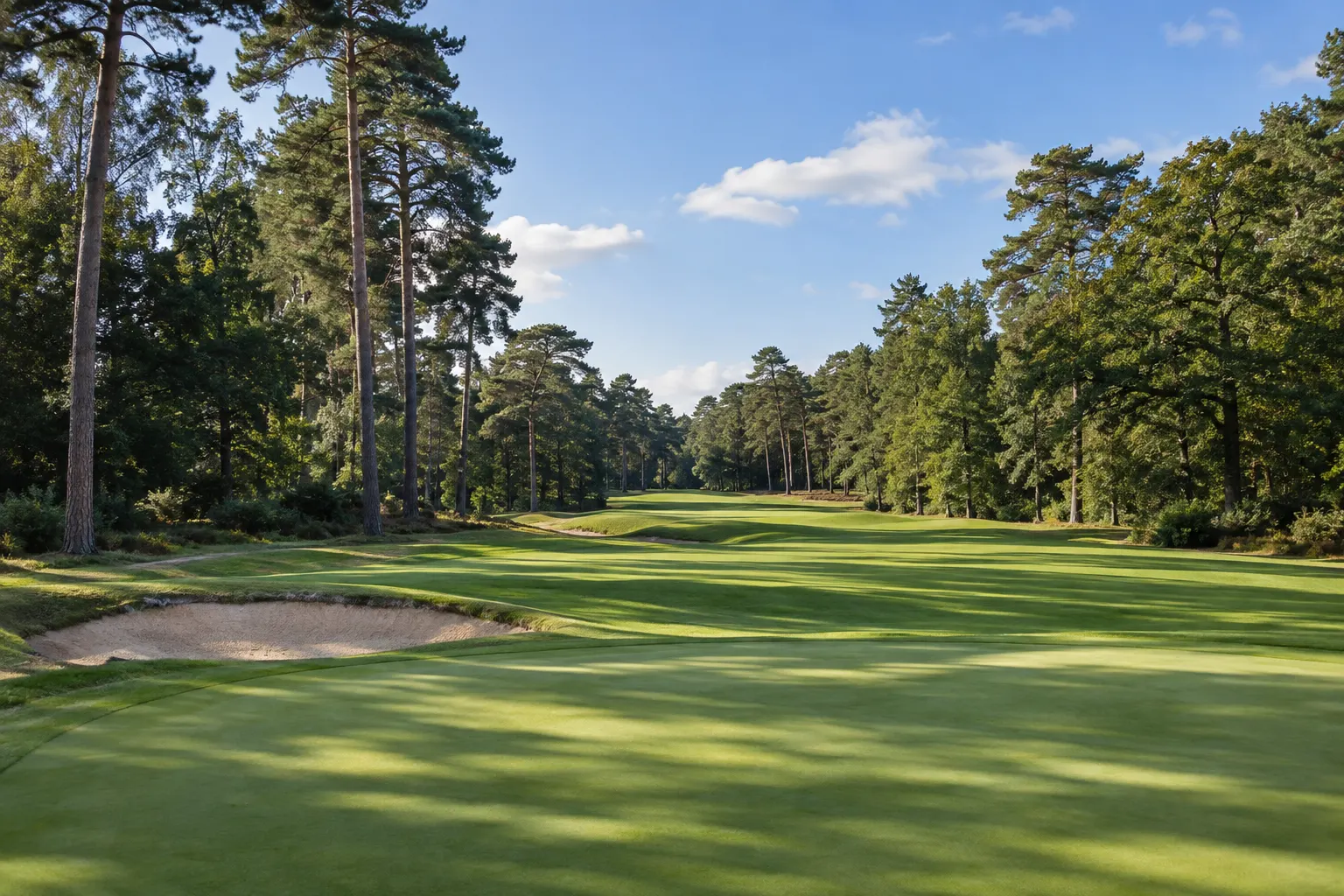 Illustrative pine-lined fairway at Woburn Golf Club