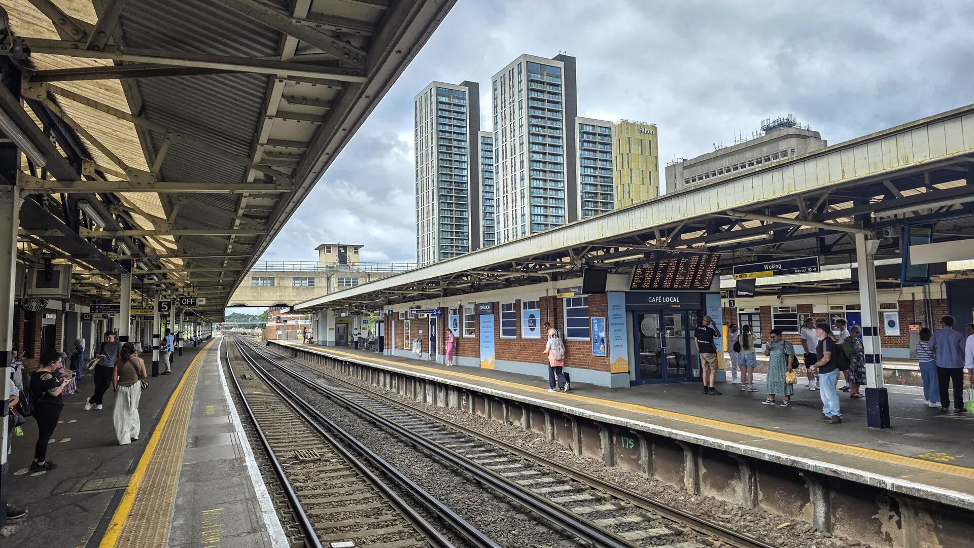 Woking railway station platforms in July 2026