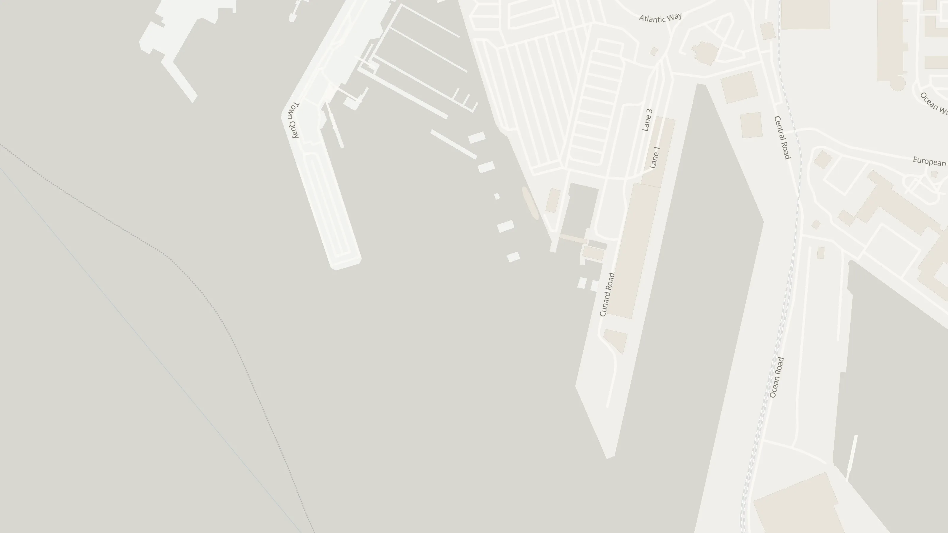 Illustrative Ocean Cruise Terminal location at Southampton Berths 46/47; follow Dock Gate 4 and current port signs