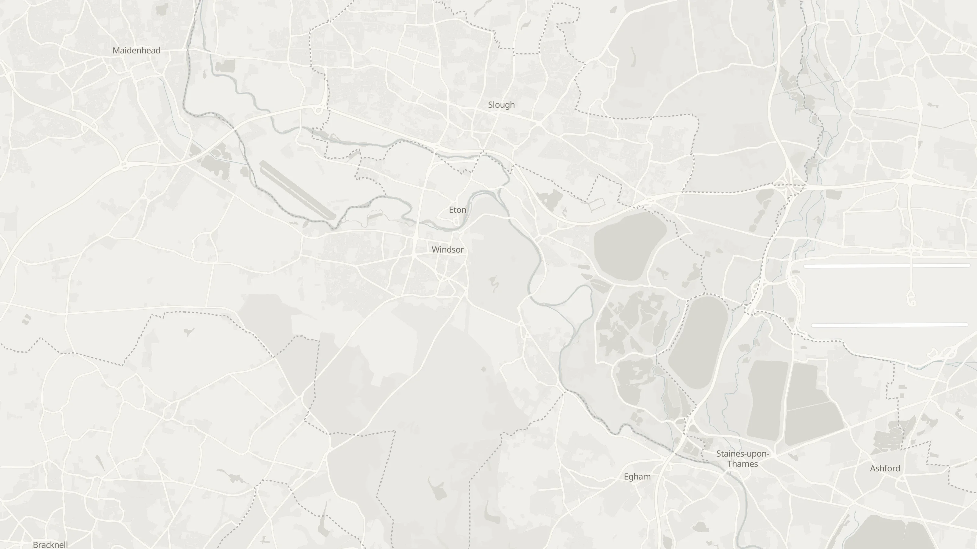 Route map from Windsor to Heathrow Airport along the planned road route