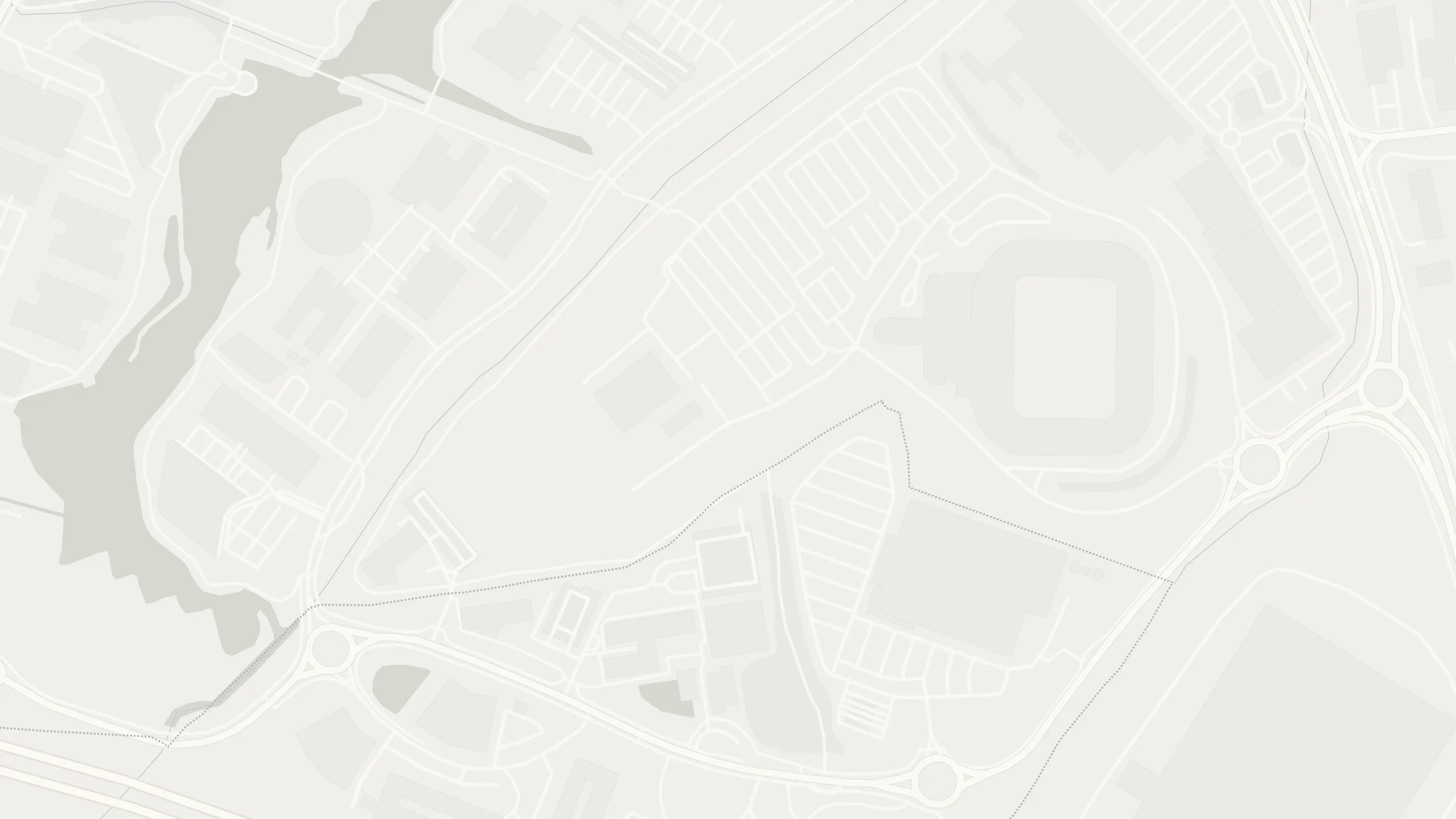 Numbered approach map for Select Car Leasing Stadium showing set-down collection and entrance pins